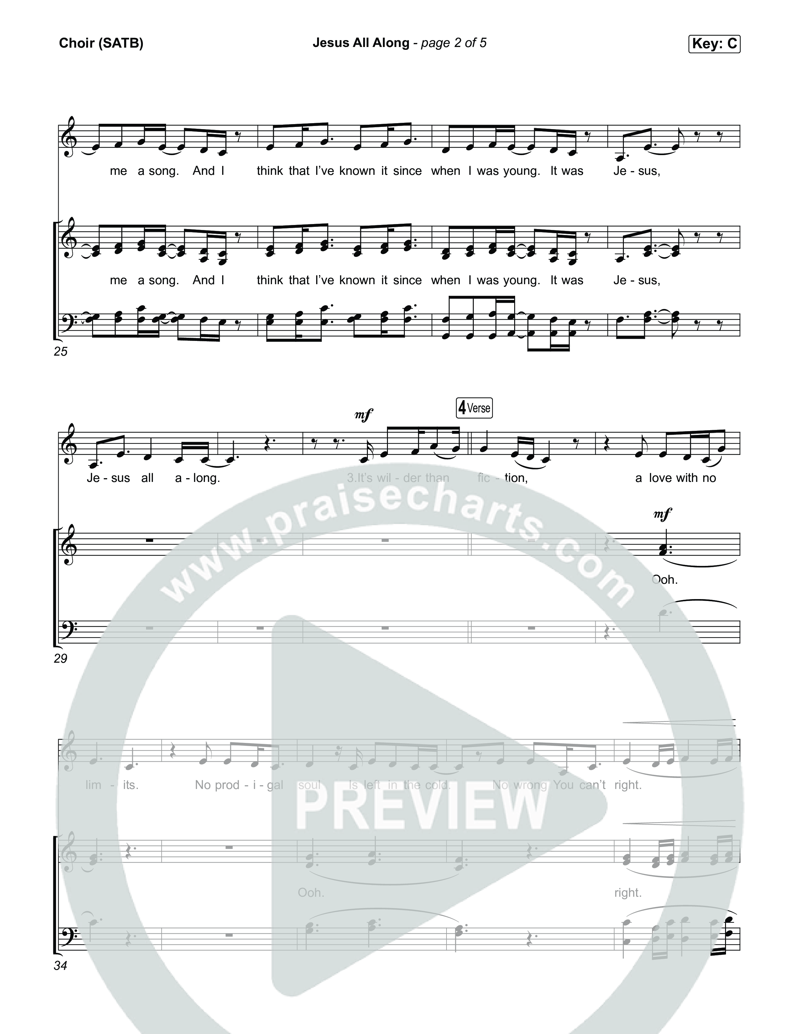 Jesus All Along Choir Sheet (SATB) (Franni Cash)