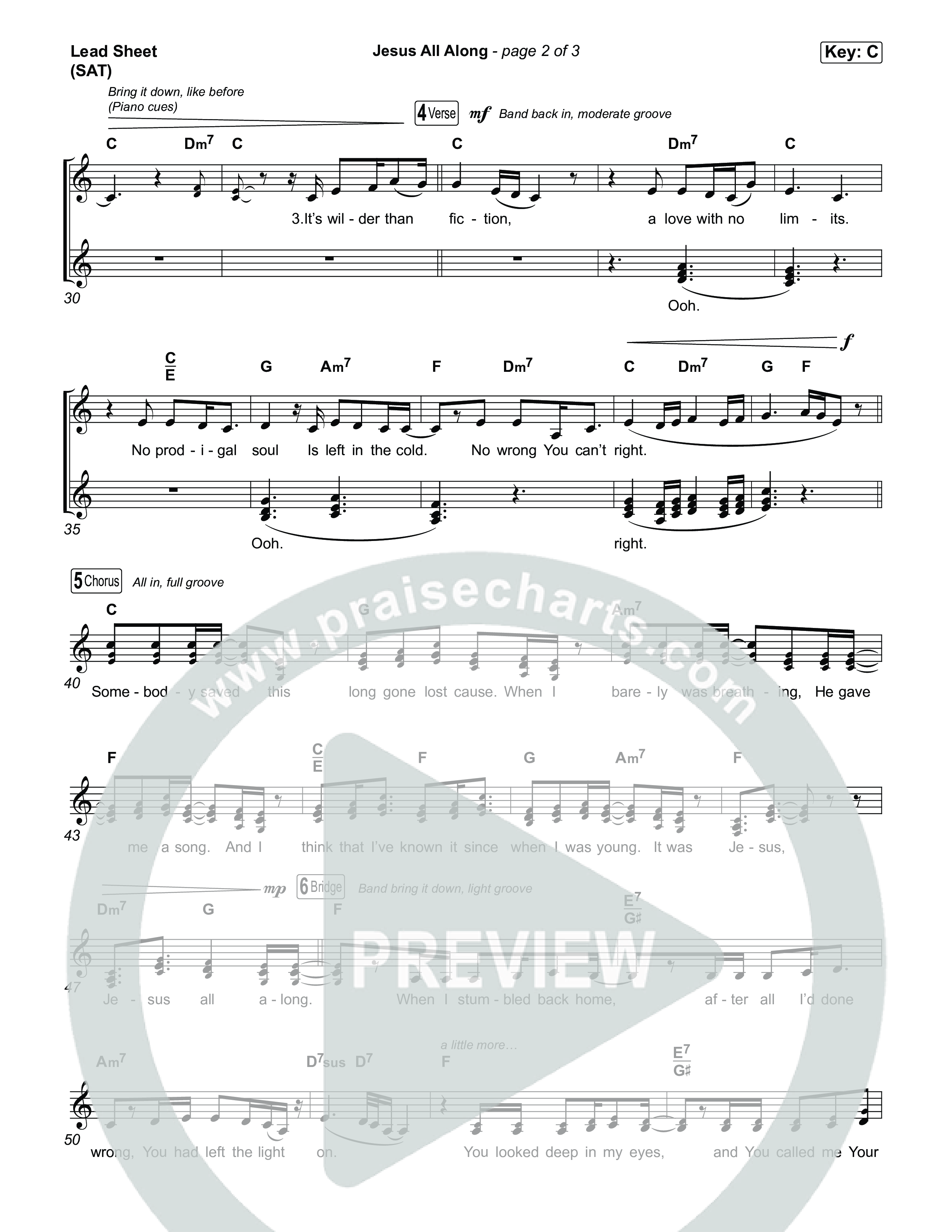Jesus All Along Lead Sheet (SAT) (Franni Cash)