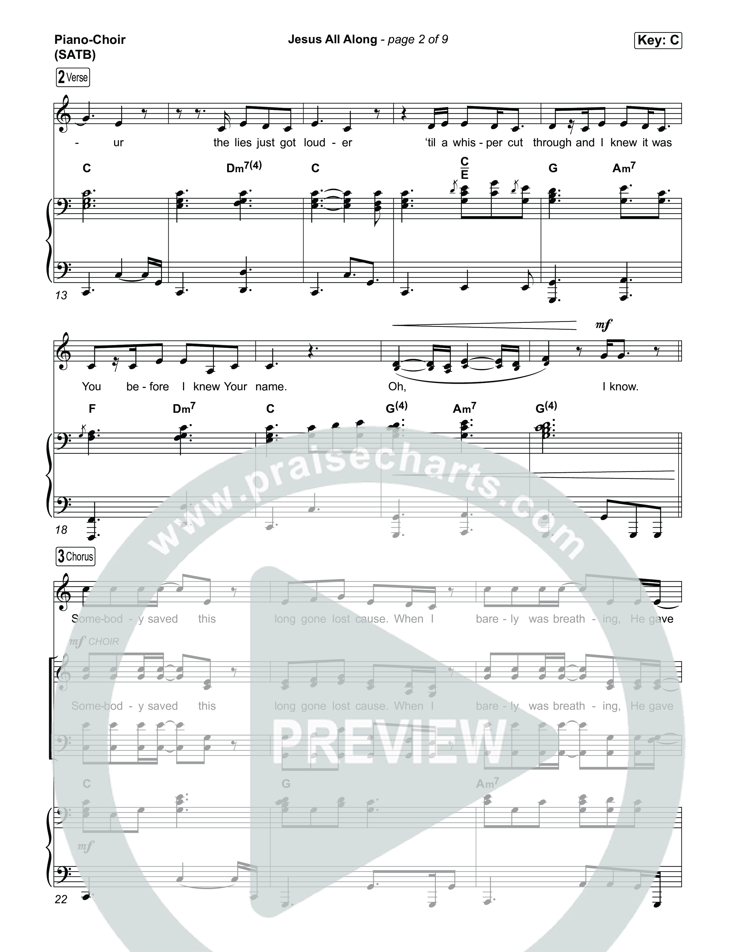 Jesus All Along Piano/Vocal Pack (Franni Cash)