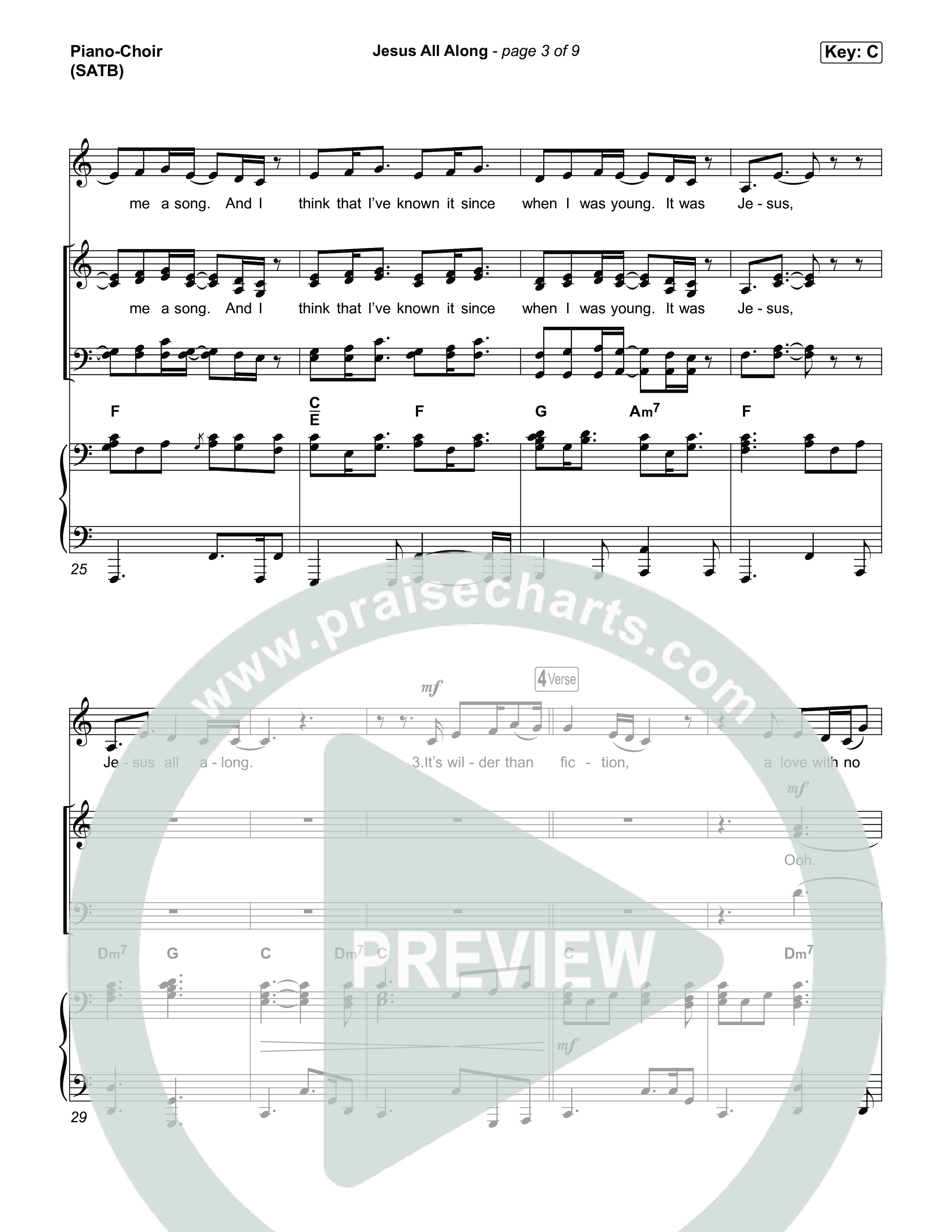 Jesus All Along Piano/Vocal Pack (Franni Cash)