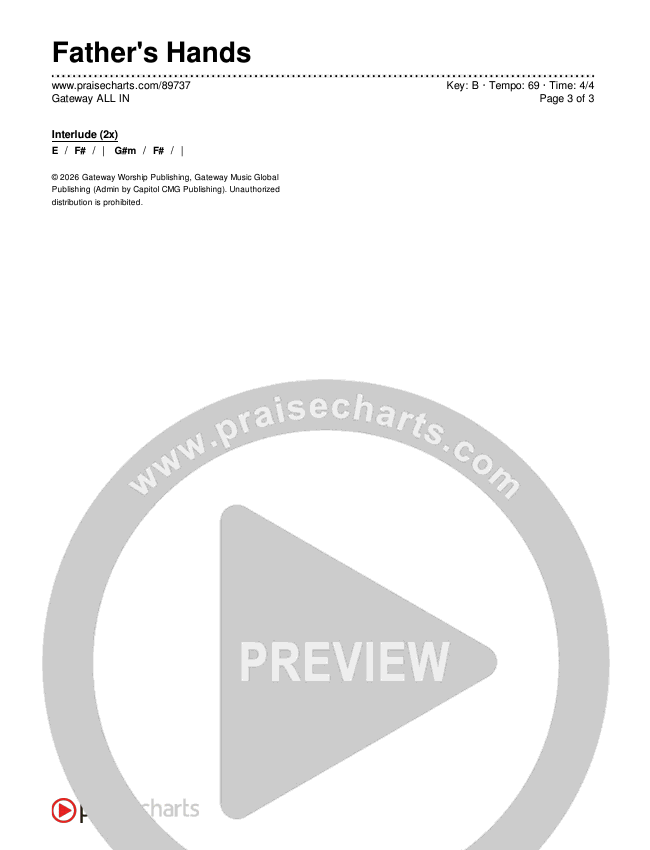 Father's Hands Chords & Lyrics (Gateway ALL IN)