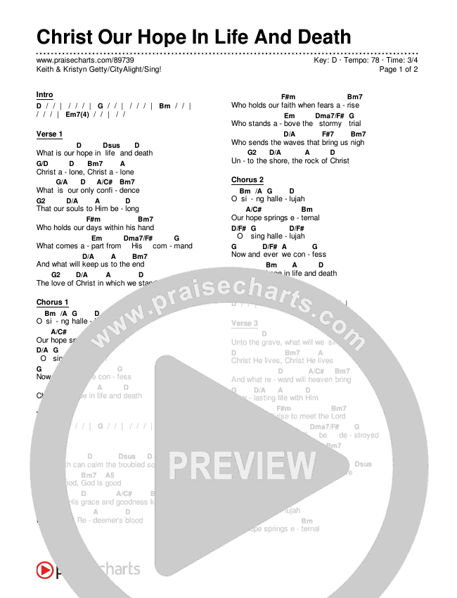 Christ Our Hope In Life And Death Chords & Lyrics (Keith & Kristyn Getty / CityAlight / Sing!)