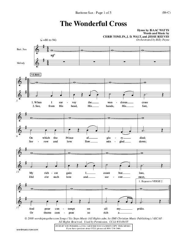 The Wonderful Cross Bari Sax (Chris Tomlin)