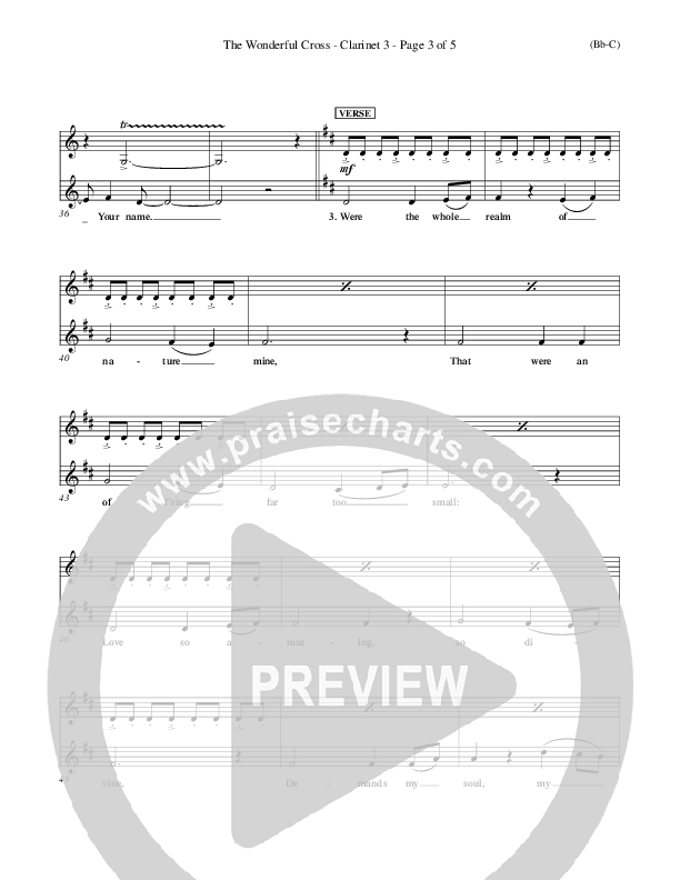 The Wonderful Cross Clarinet 3 (Chris Tomlin)