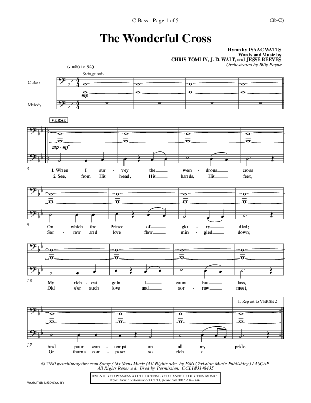 The Wonderful Cross Contrabass (Chris Tomlin)