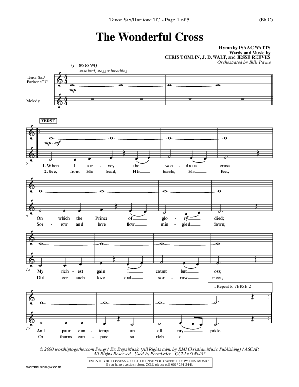 The Wonderful Cross Tenor Sax 2 (Chris Tomlin)