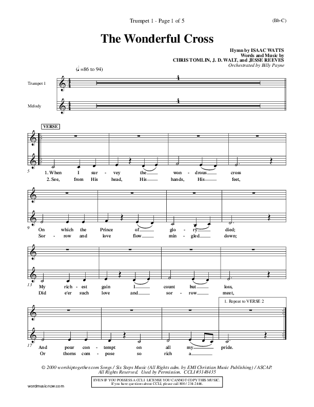 The Wonderful Cross Trumpet 1 (Chris Tomlin)