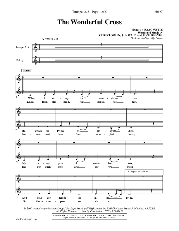 The Wonderful Cross Trumpet 2/3 (Chris Tomlin)