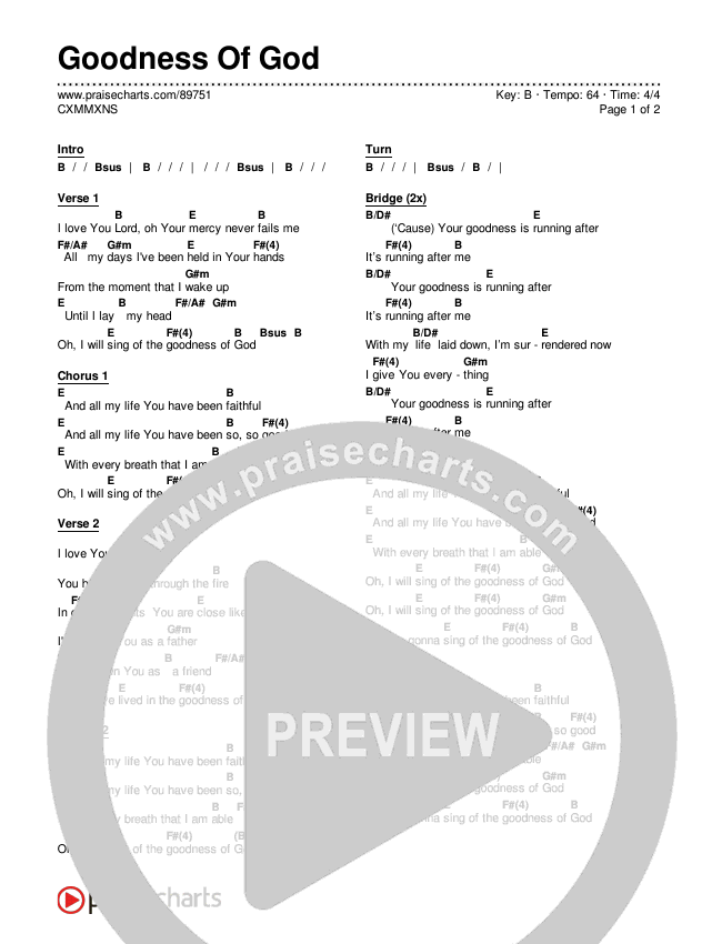 Goodness Of God Chords & Lyrics (CXMMXNS)