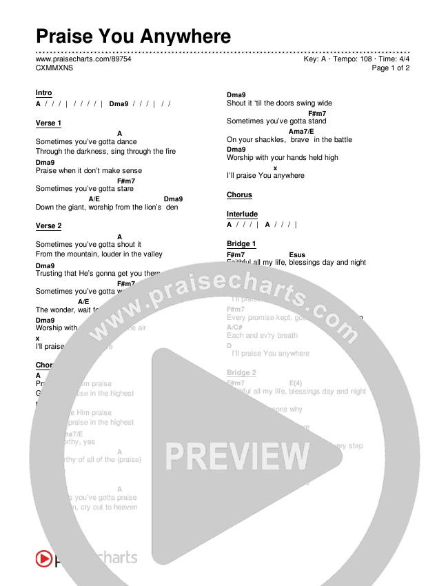 Praise You Anywhere Chords & Lyrics (CXMMXNS)