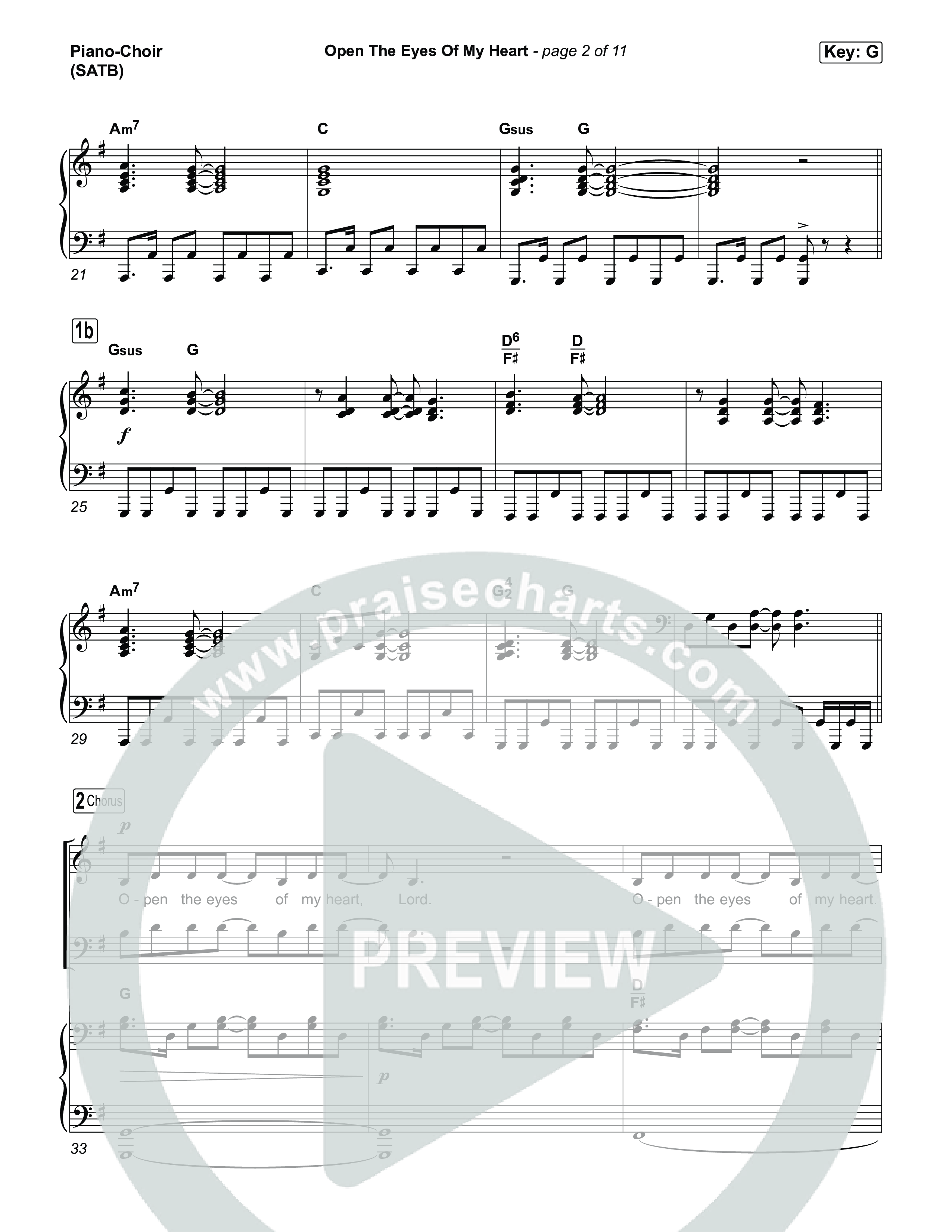 Open The Eyes Of My Heart Piano/Vocal (SATB) (House Of Worship / Paul Baloche / Chris McClarney)