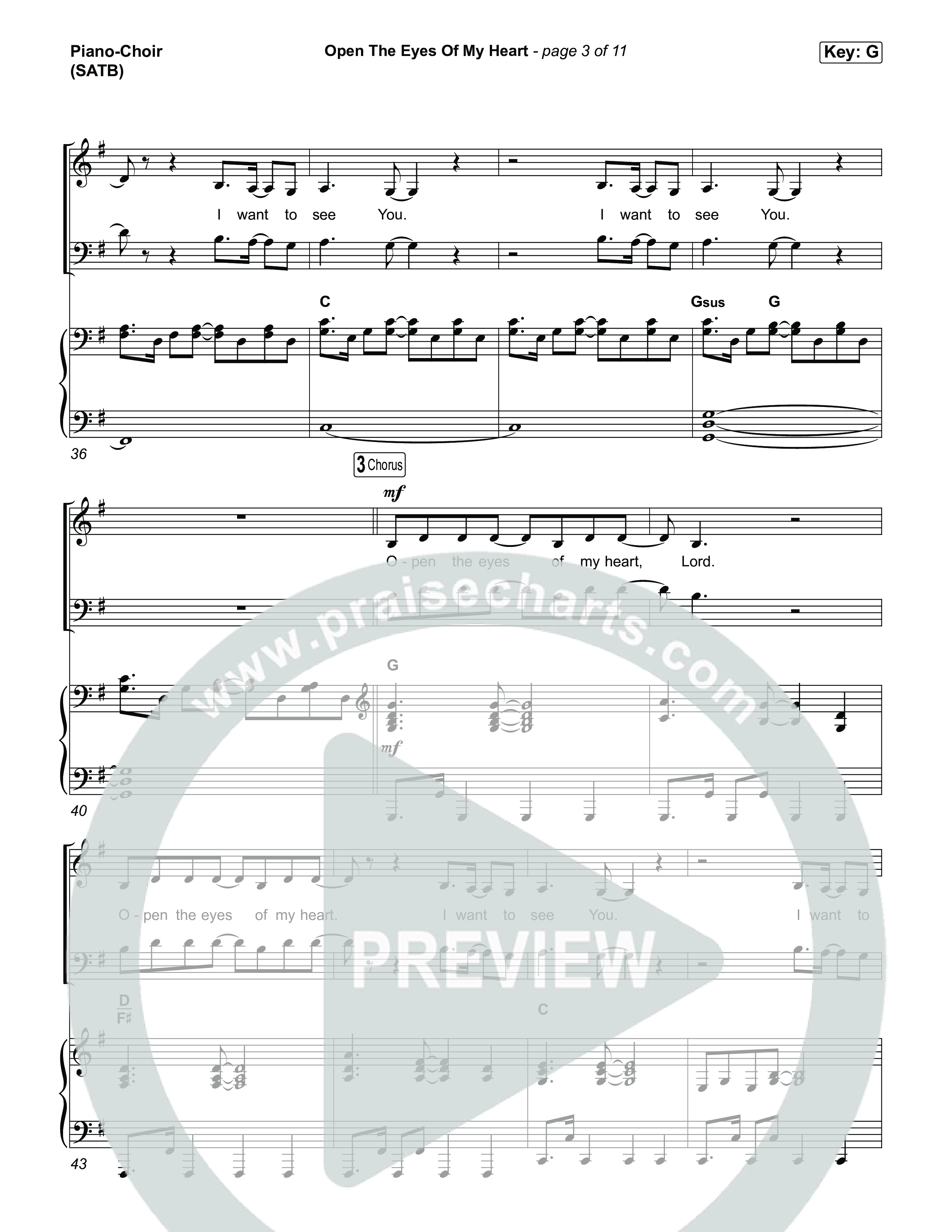 Open The Eyes Of My Heart Piano/Vocal (SATB) (House Of Worship / Paul Baloche / Chris McClarney)