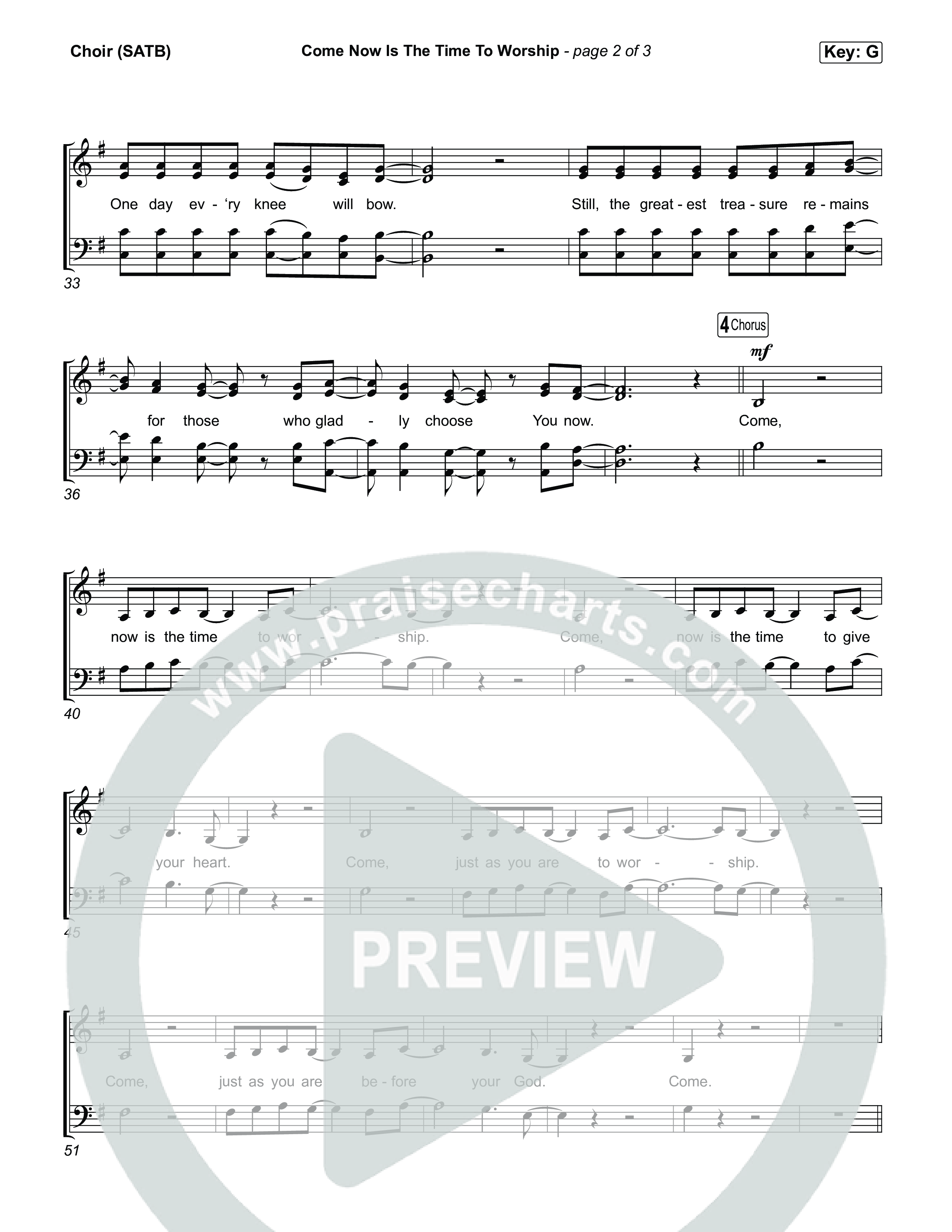 Come Now Is The Time To Worship Choir Sheet (SATB) (House Of Worship / Brian Doerksen / Leeland)