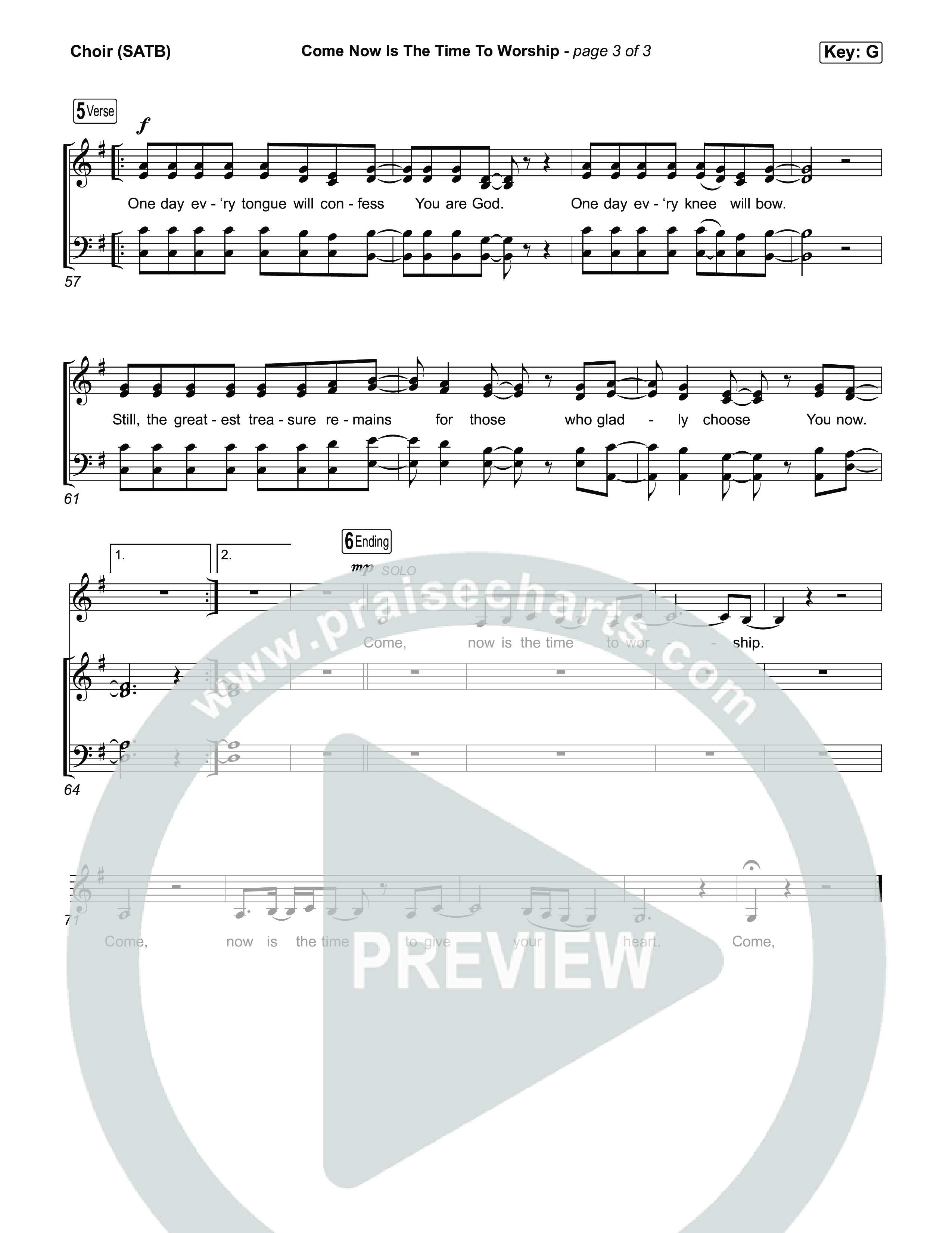 Come Now Is The Time To Worship Choir Sheet (SATB) (House Of Worship / Brian Doerksen / Leeland)