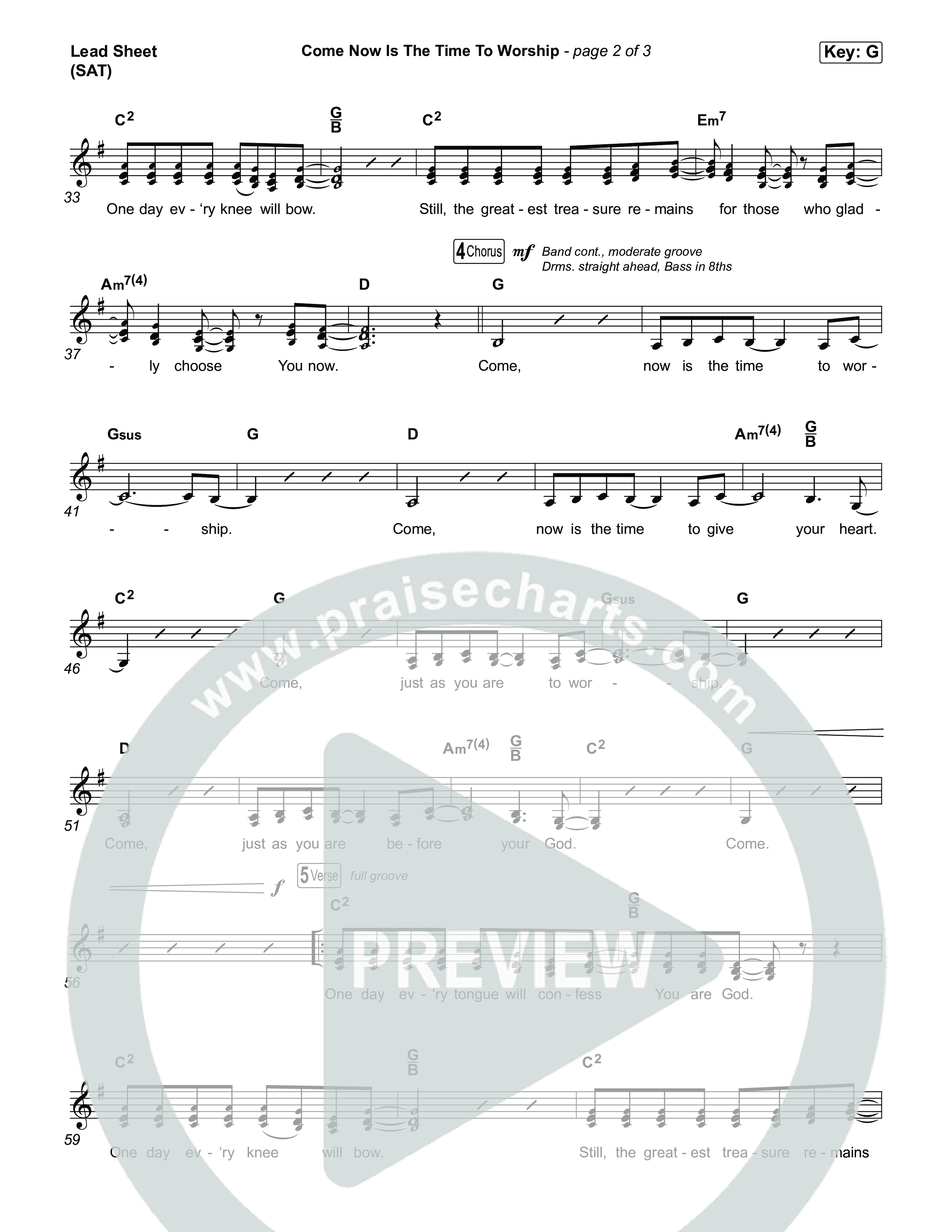 Come Now Is The Time To Worship Lead Sheet (SAT) (House Of Worship / Brian Doerksen / Leeland)
