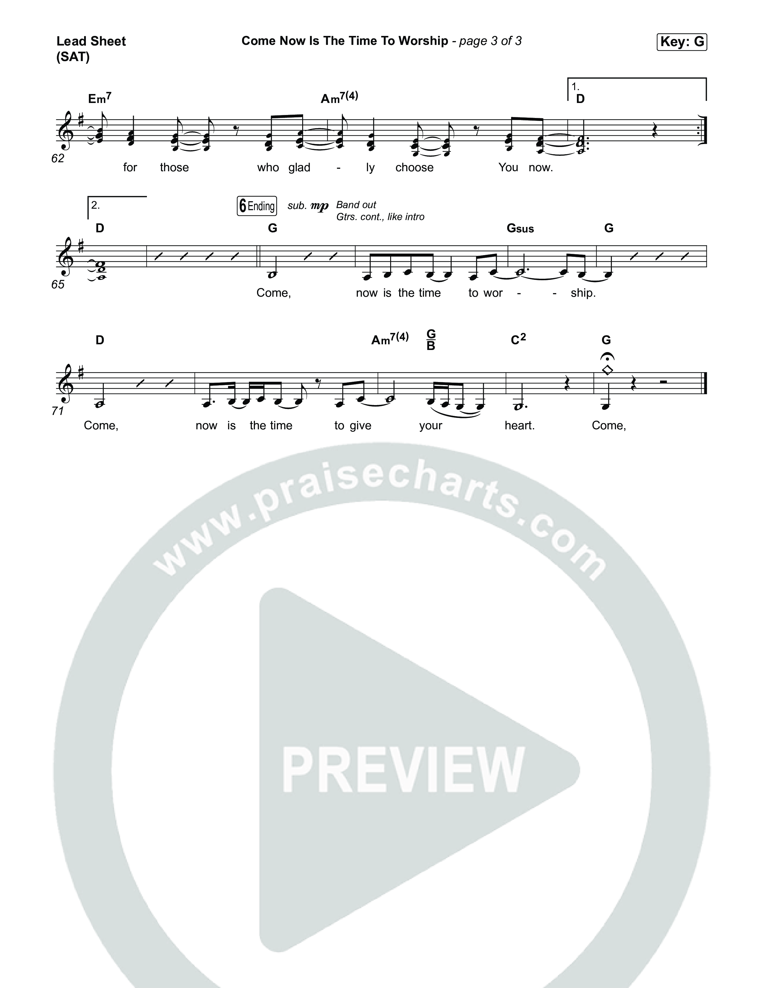 Come Now Is The Time To Worship Lead Sheet (SAT) (House Of Worship / Brian Doerksen / Leeland)