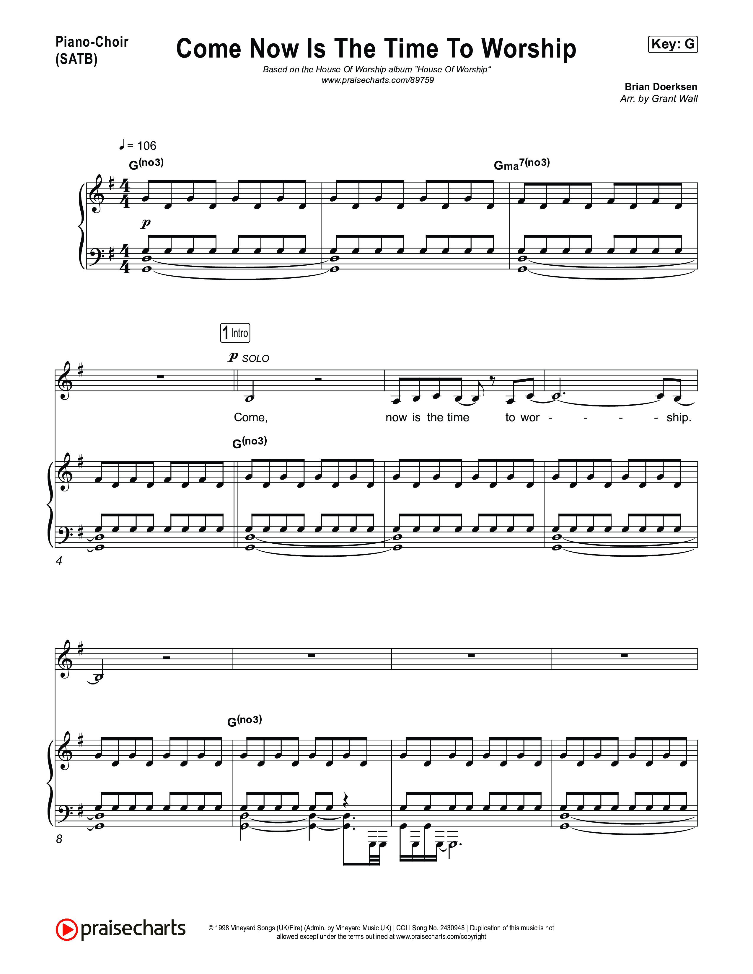 Come Now Is The Time To Worship Piano/Vocal Pack (House Of Worship / Brian Doerksen / Leeland)