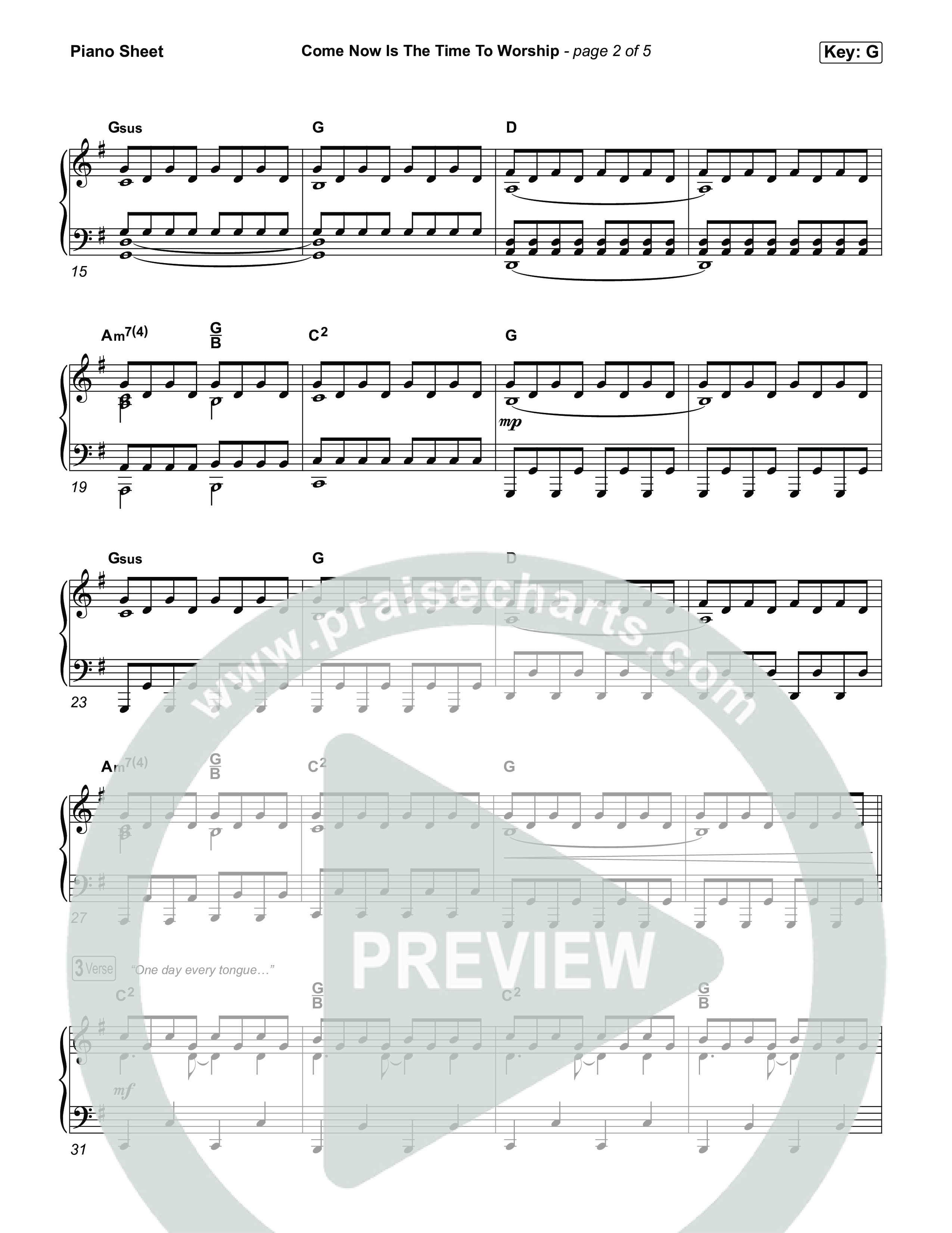 Come Now Is The Time To Worship Piano Sheet (House Of Worship / Brian Doerksen / Leeland)