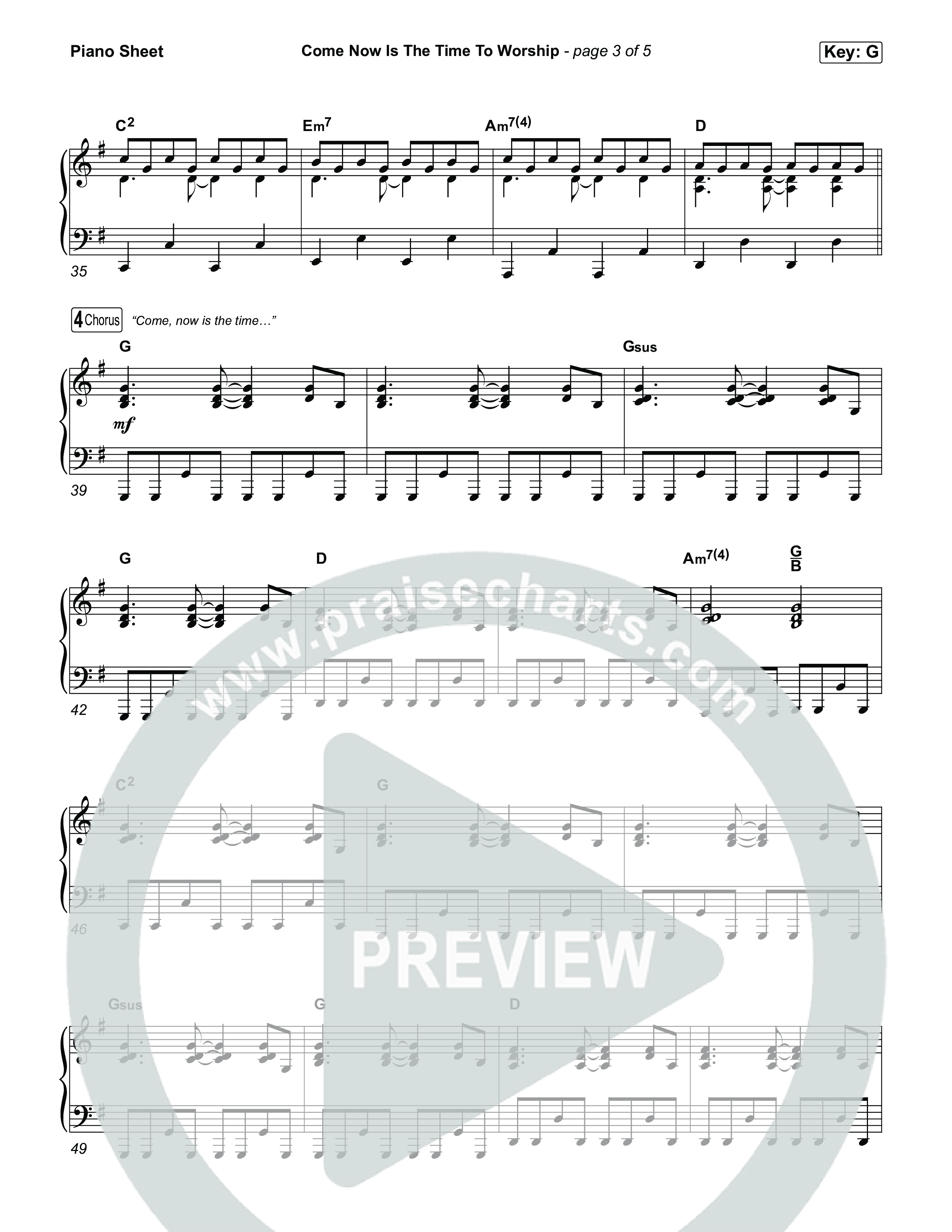 Come Now Is The Time To Worship Piano Sheet (House Of Worship / Brian Doerksen / Leeland)
