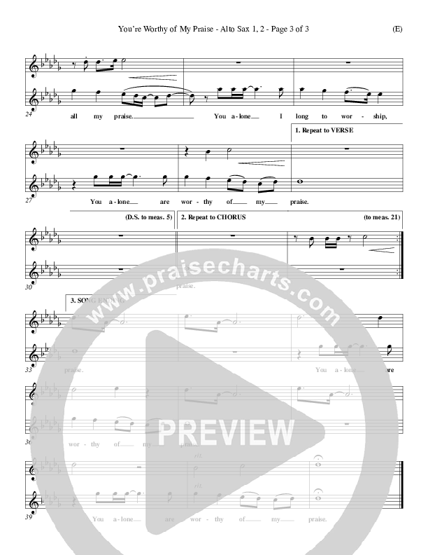 You're Worthy Of My Praise Alto Sax 1/2 (David Ruis)