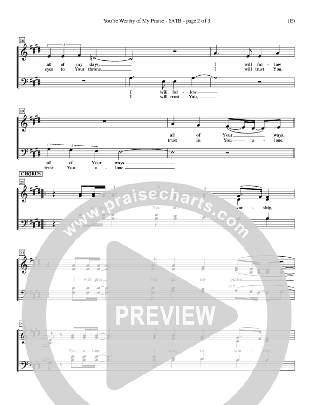You're Worthy Of My Praise Choir Sheet (SATB) (David Ruis)