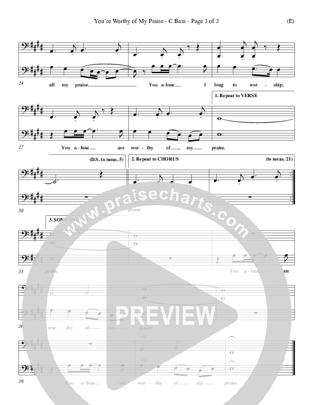 You're Worthy Of My Praise Contrabass (David Ruis)