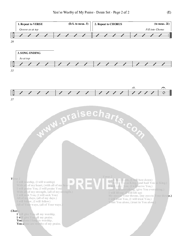 You're Worthy Of My Praise Drum Set (David Ruis)