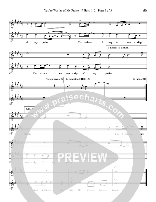 You're Worthy Of My Praise French Horn 1/2 (David Ruis)