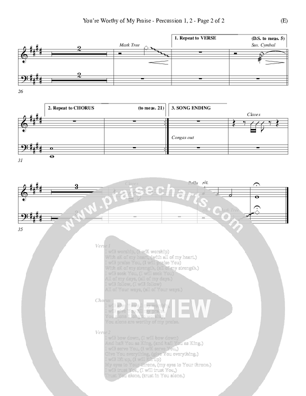 You're Worthy Of My Praise Percussion 1/2 (David Ruis)
