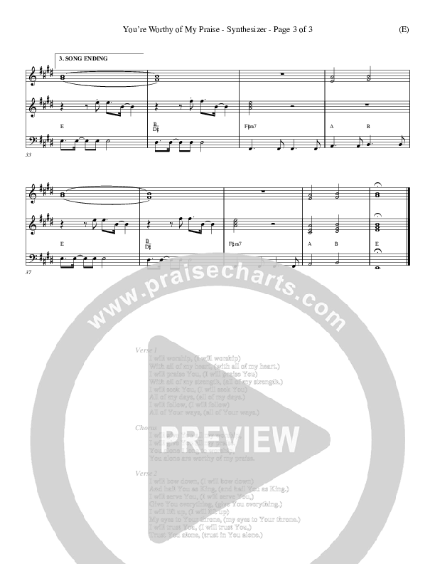 You're Worthy Of My Praise Synth (David Ruis)