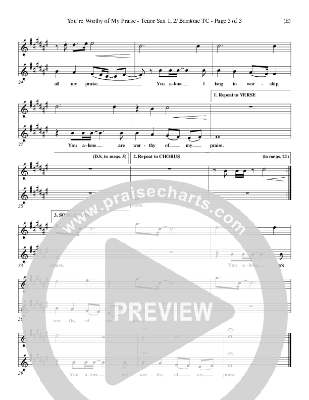 You're Worthy Of My Praise Tenor Sax/Baritone T.C. (David Ruis)