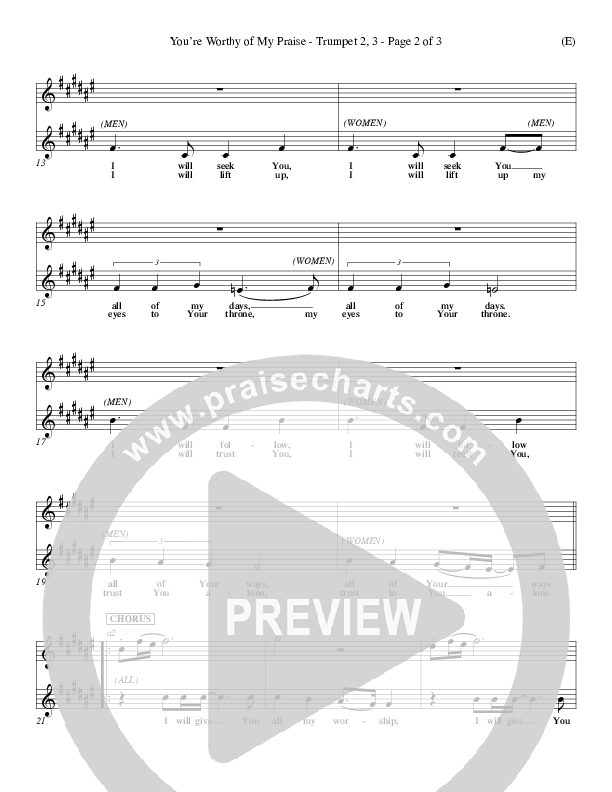 You're Worthy Of My Praise Trumpet 2/3 (David Ruis)