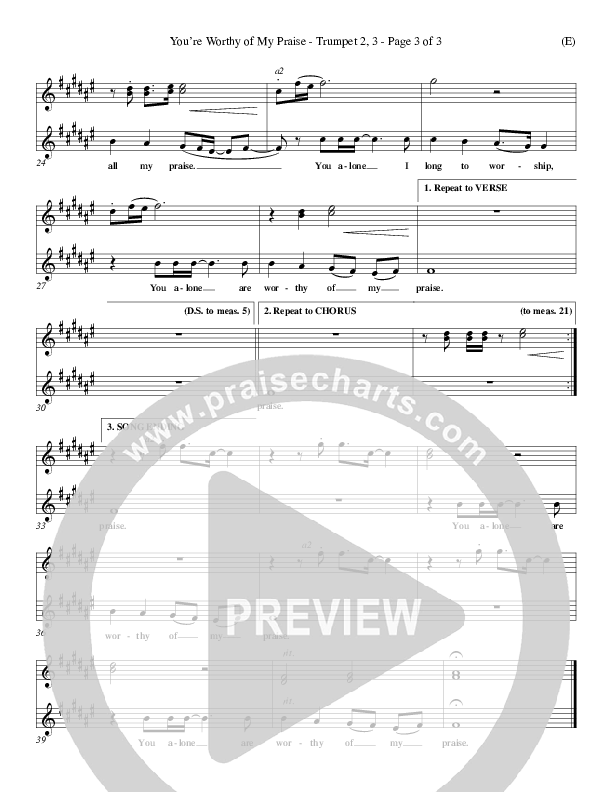 You're Worthy Of My Praise Trumpet 2/3 (David Ruis)