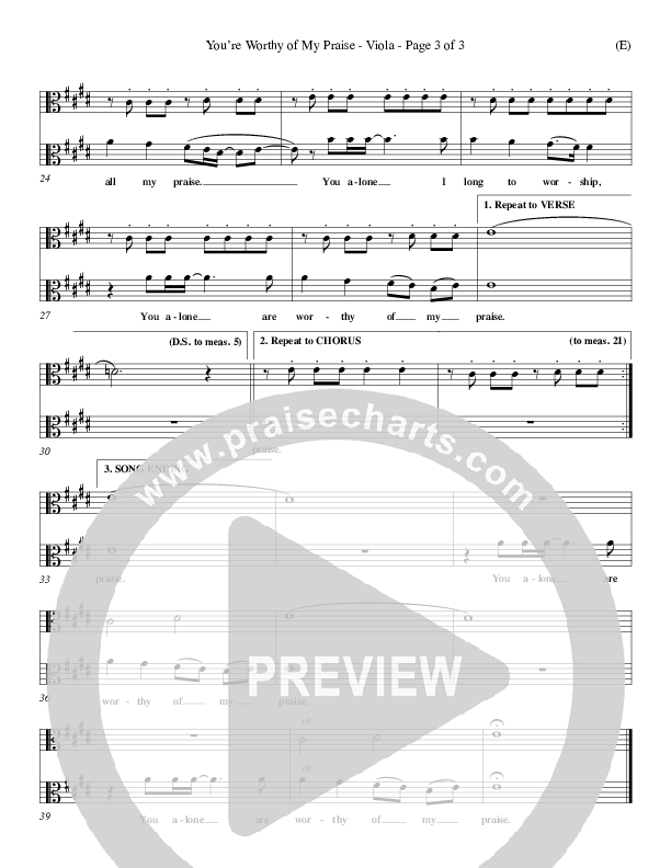 You're Worthy Of My Praise Viola (David Ruis)