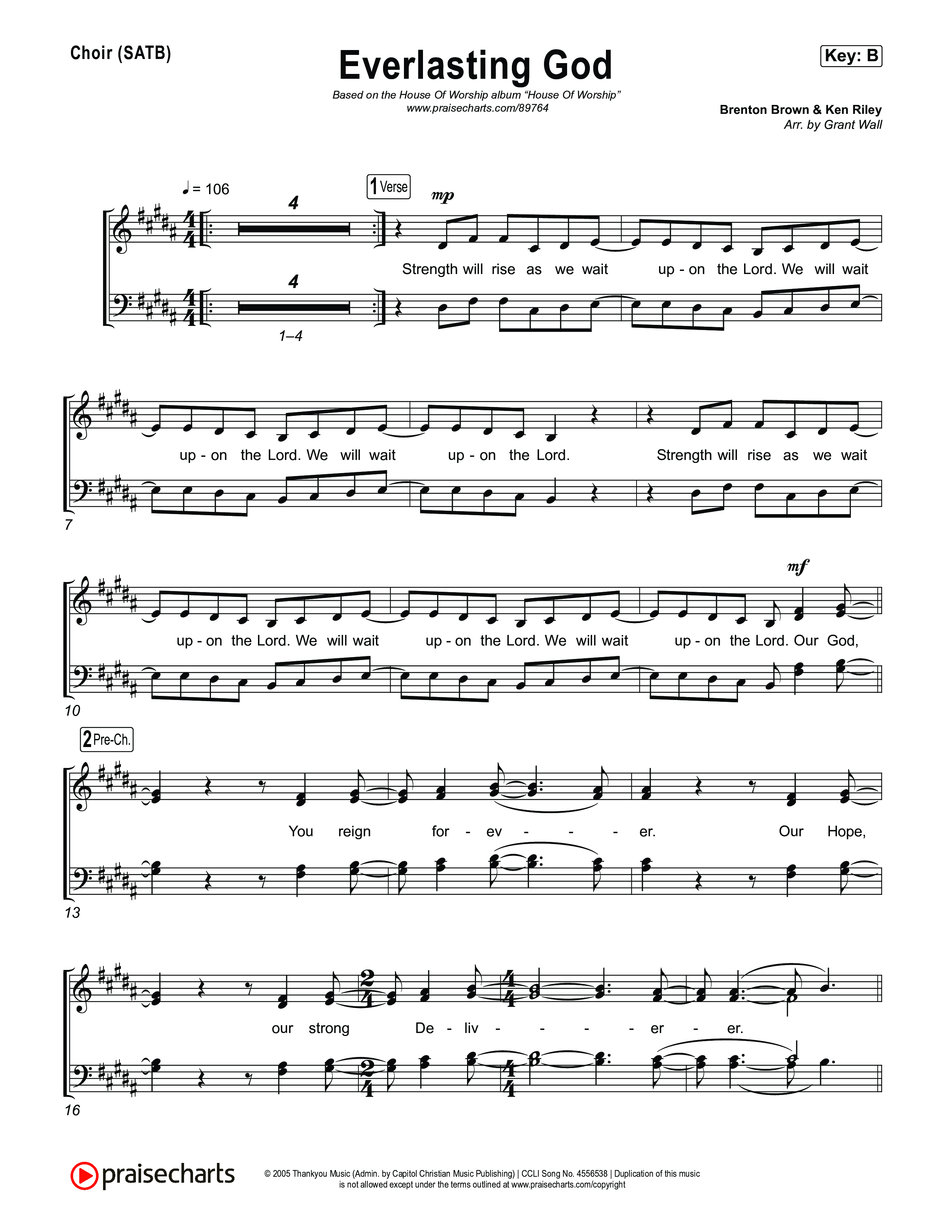 Everlasting God Choir Sheet (SATB) (House Of Worship / Brenton Brown / Pat Barrett)