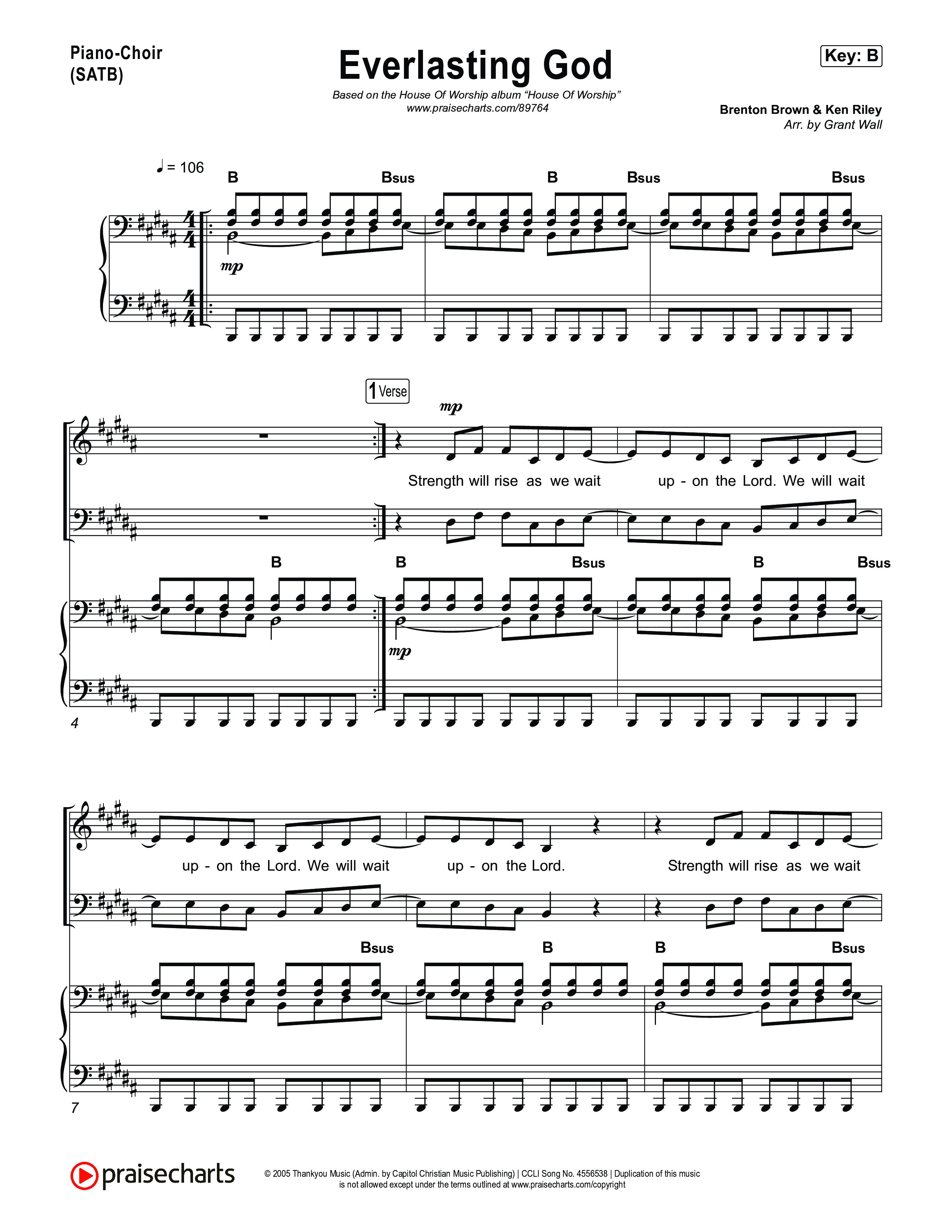 Everlasting God Piano/Vocal Pack (House Of Worship / Brenton Brown / Pat Barrett)