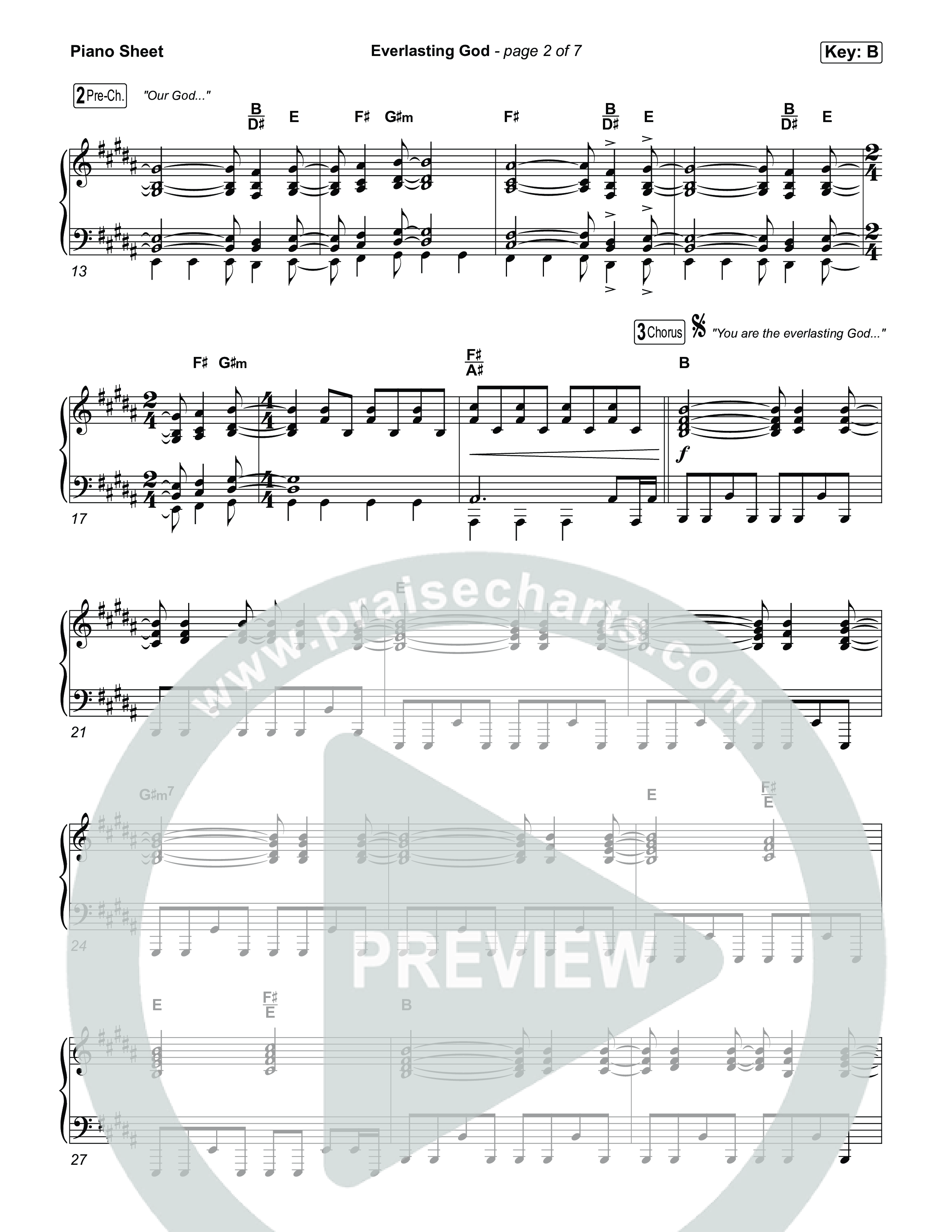 Everlasting God Piano Sheet (House Of Worship / Brenton Brown / Pat Barrett)