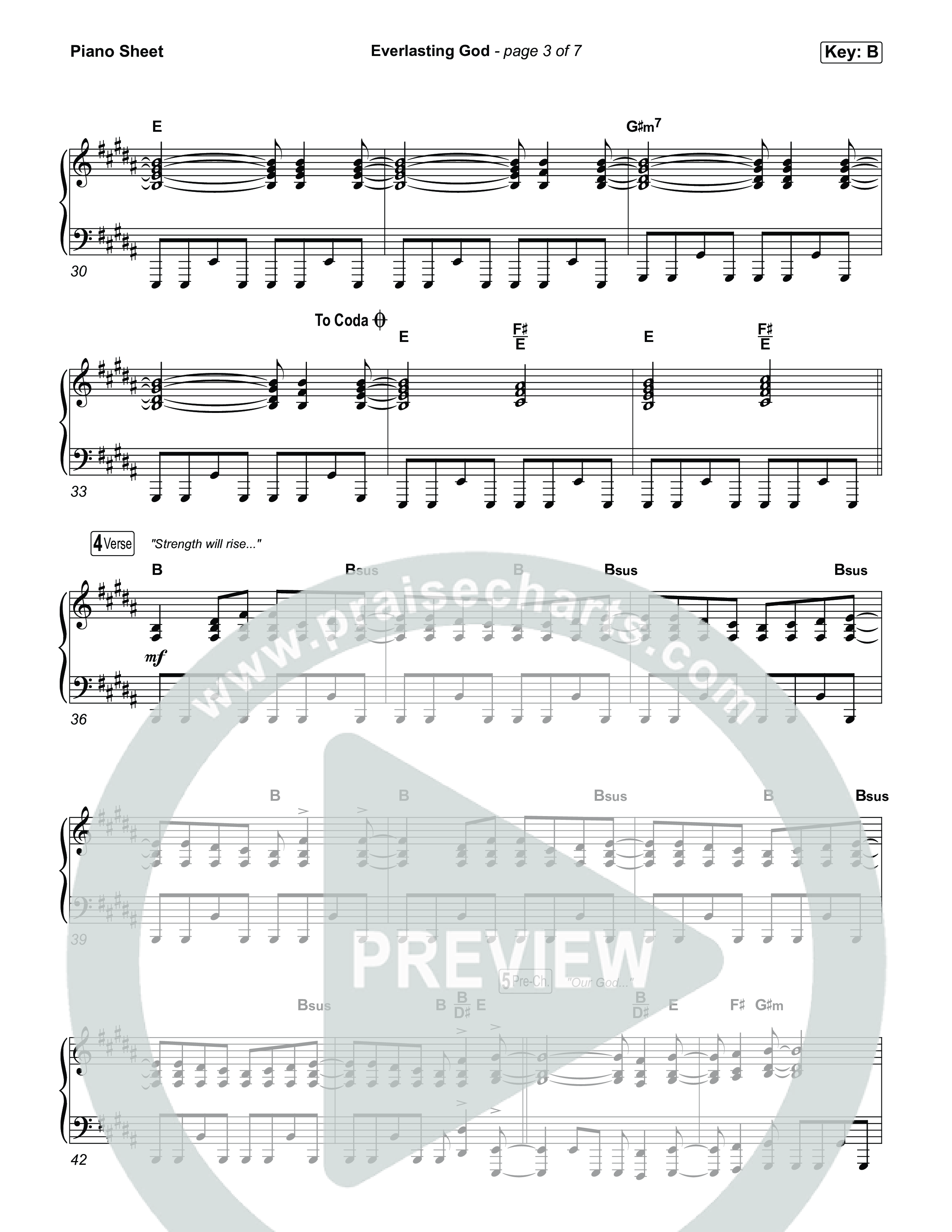 Everlasting God Piano Sheet (House Of Worship / Brenton Brown / Pat Barrett)