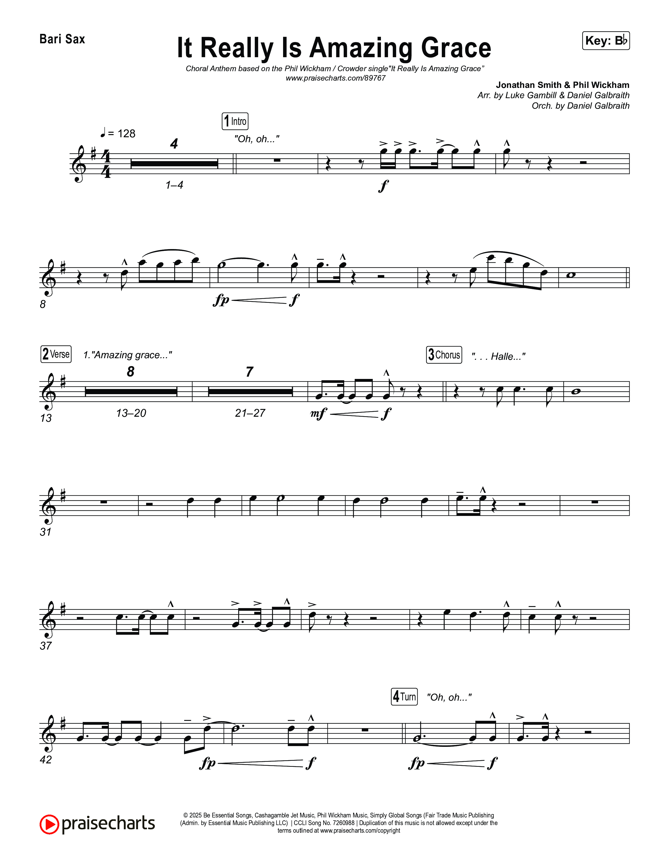 It Really Is Amazing Grace (Choral Anthem SATB) Bari Sax (Phil Wickham / Crowder / Arr. Luke Gambill)