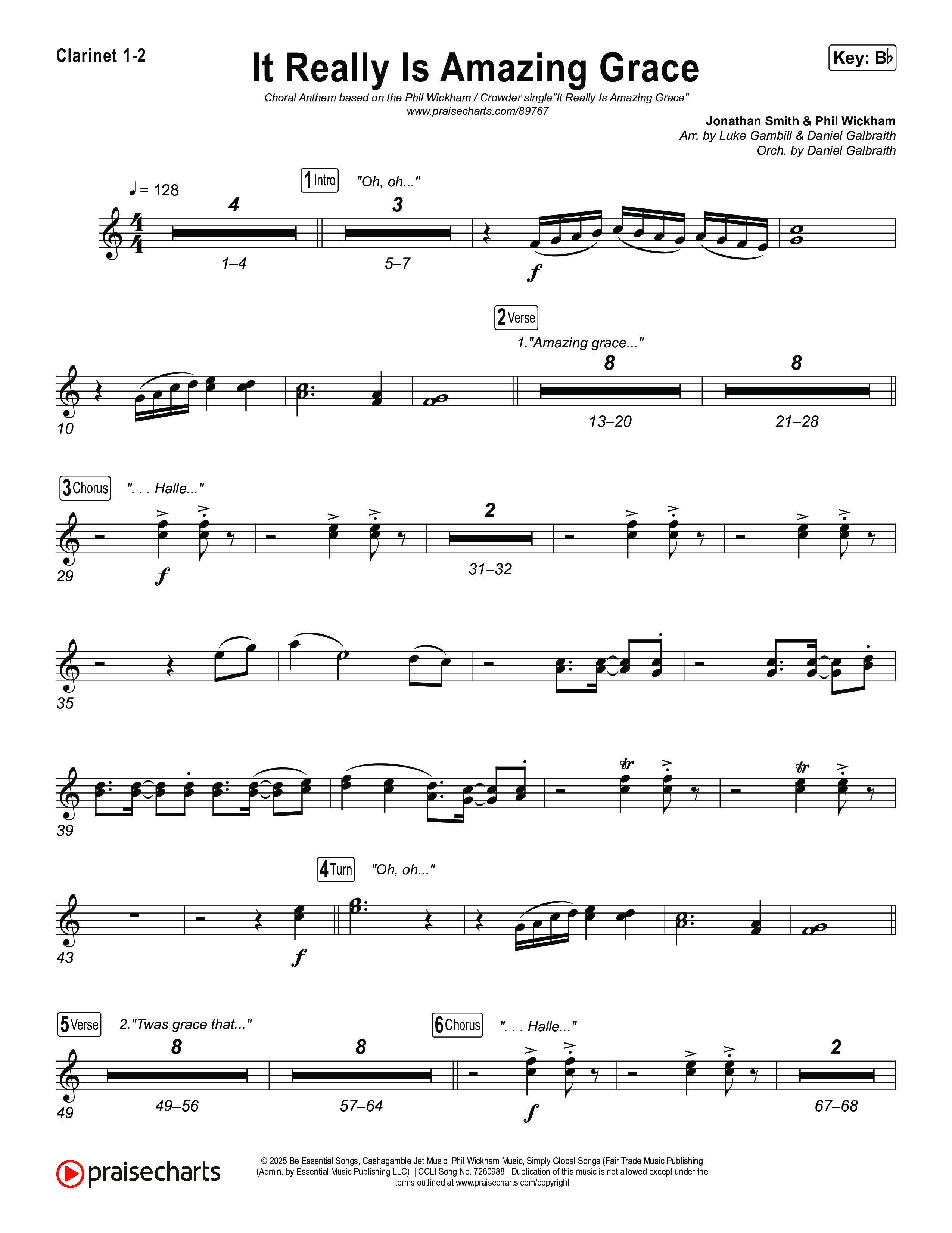 It Really Is Amazing Grace (Choral Anthem SATB) Clarinet 1/2 (Phil Wickham / Crowder / Arr. Luke Gambill)