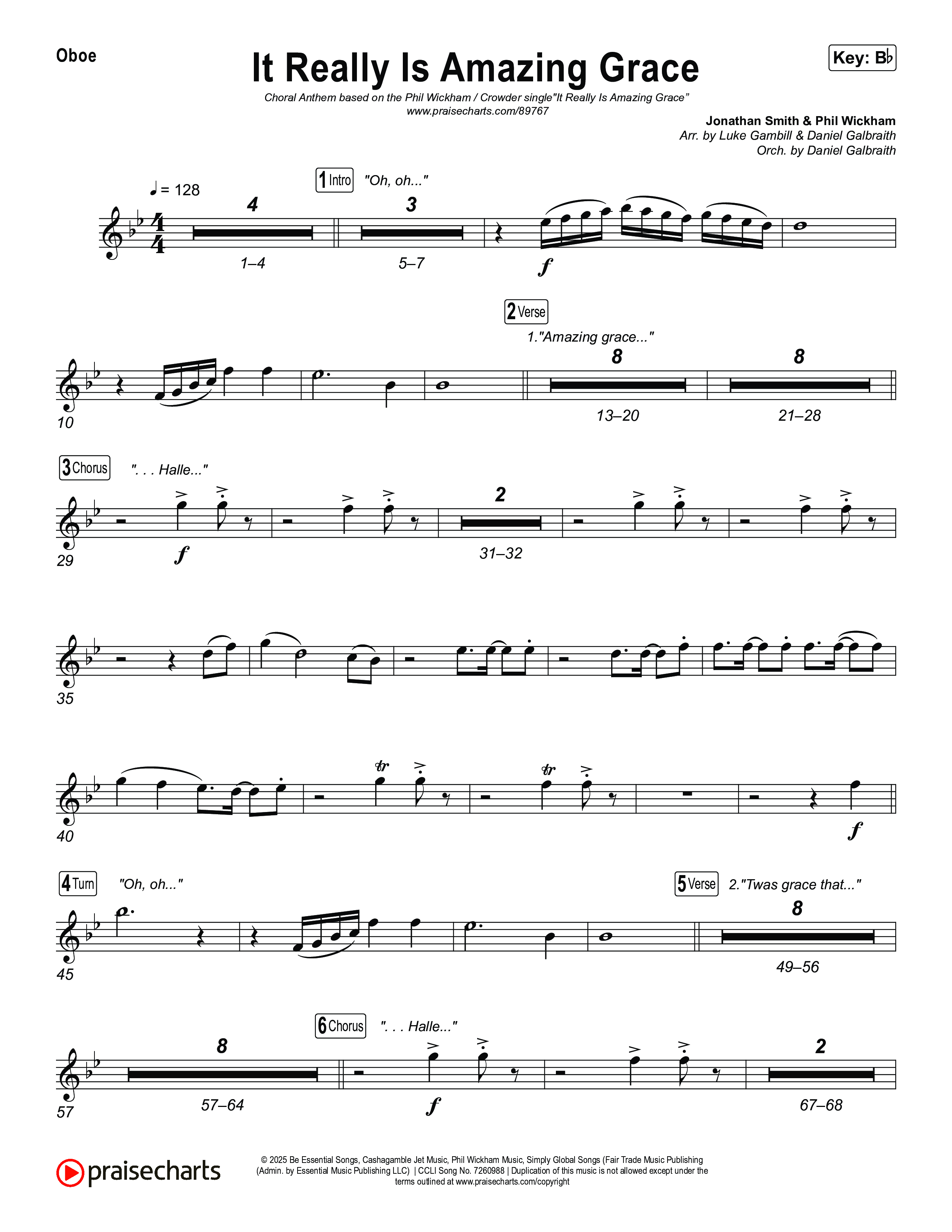 It Really Is Amazing Grace (Choral Anthem SATB) Oboe (Phil Wickham / Crowder / Arr. Luke Gambill)