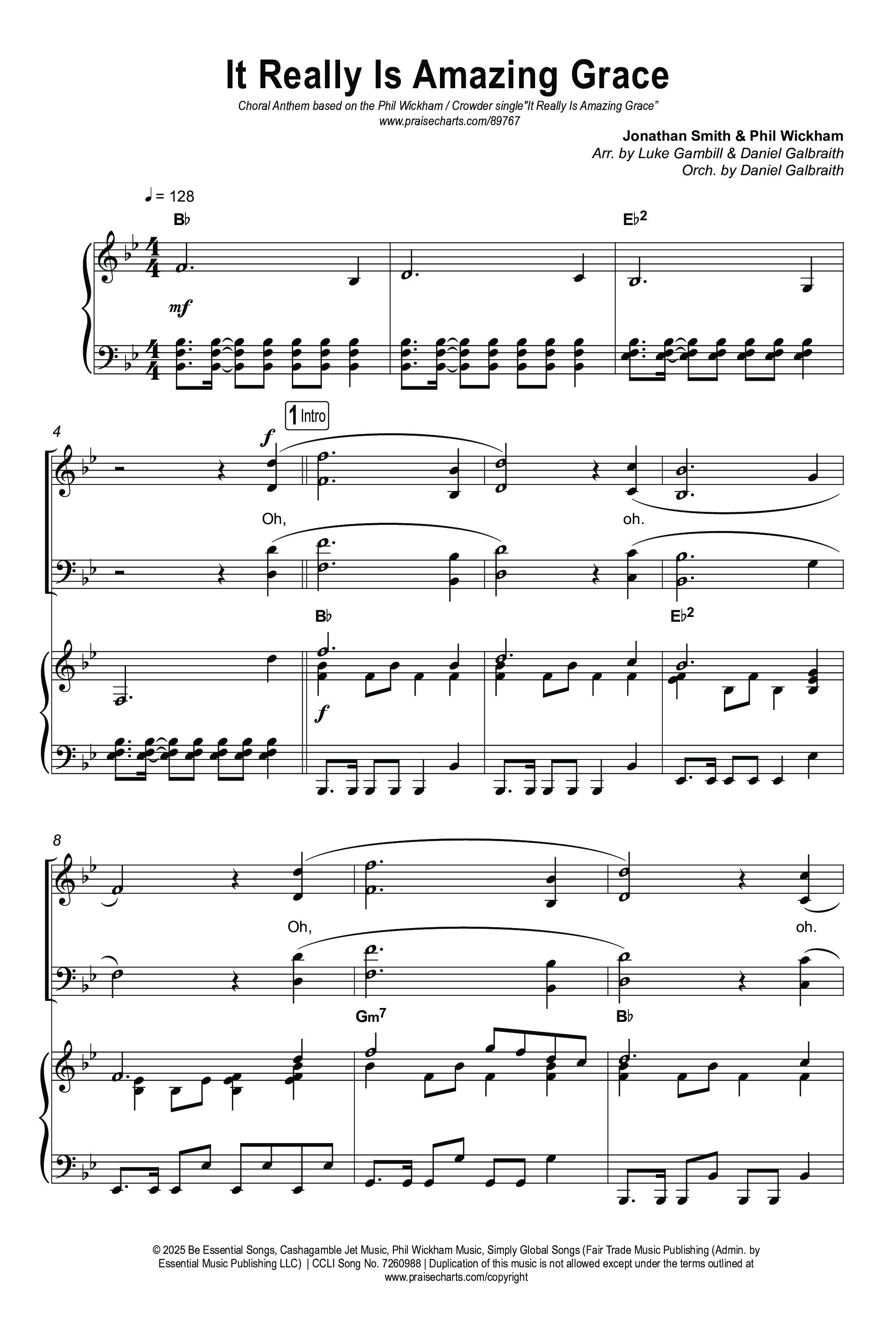 It Really Is Amazing Grace (Choral Anthem SATB) Octavo (SATB & Pno) (Phil Wickham / Crowder / Arr. Luke Gambill)