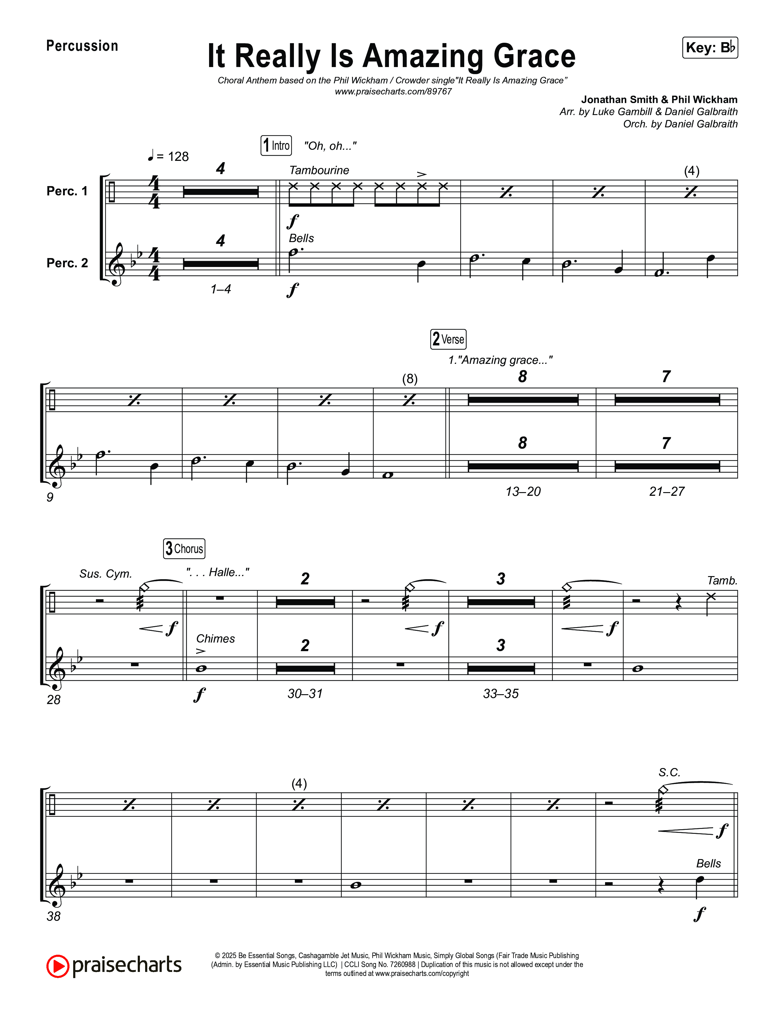 It Really Is Amazing Grace (Choral Anthem SATB) Percussion (Phil Wickham / Crowder / Arr. Luke Gambill)