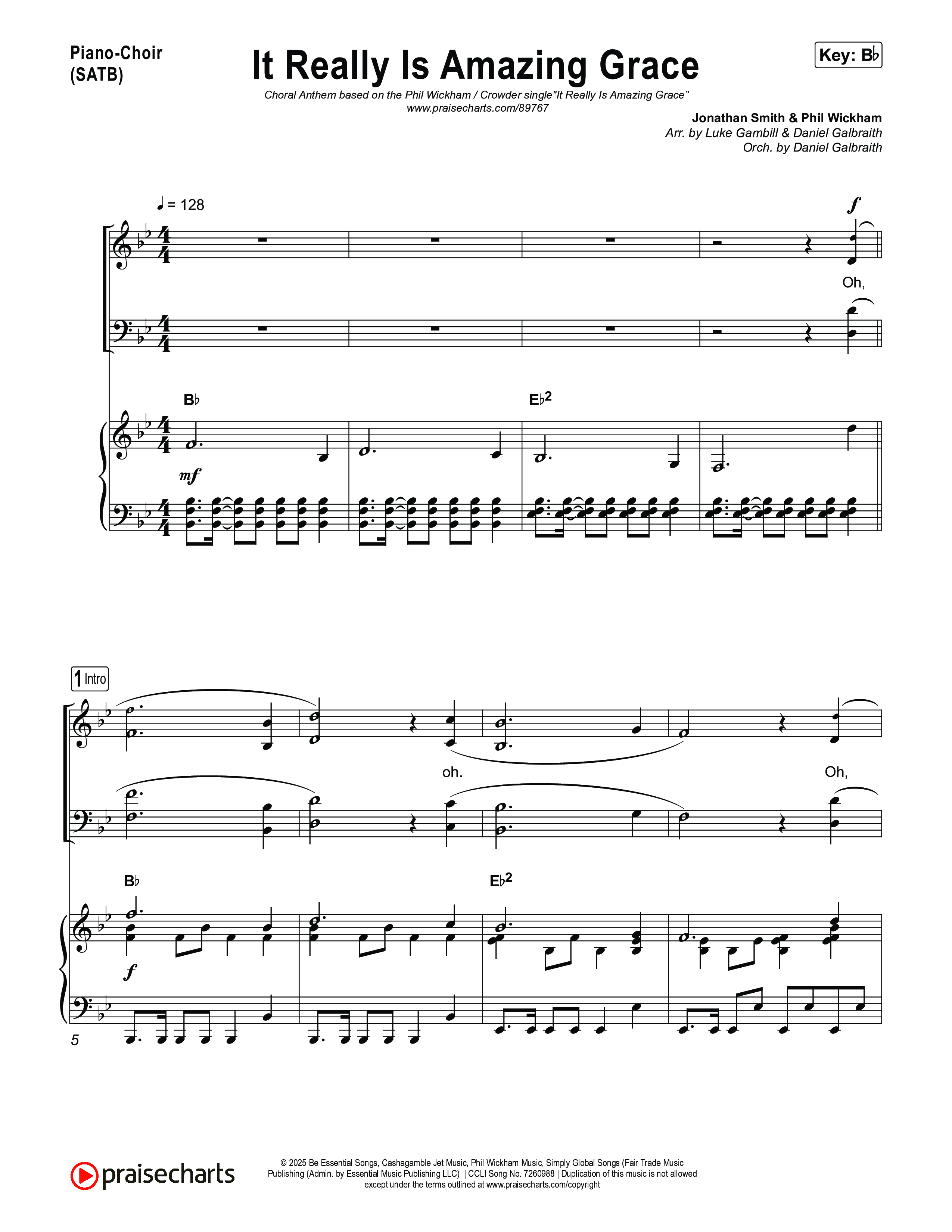 It Really Is Amazing Grace (Choral Anthem SATB) Piano/Vocal (SATB) (Phil Wickham / Crowder / Arr. Luke Gambill)