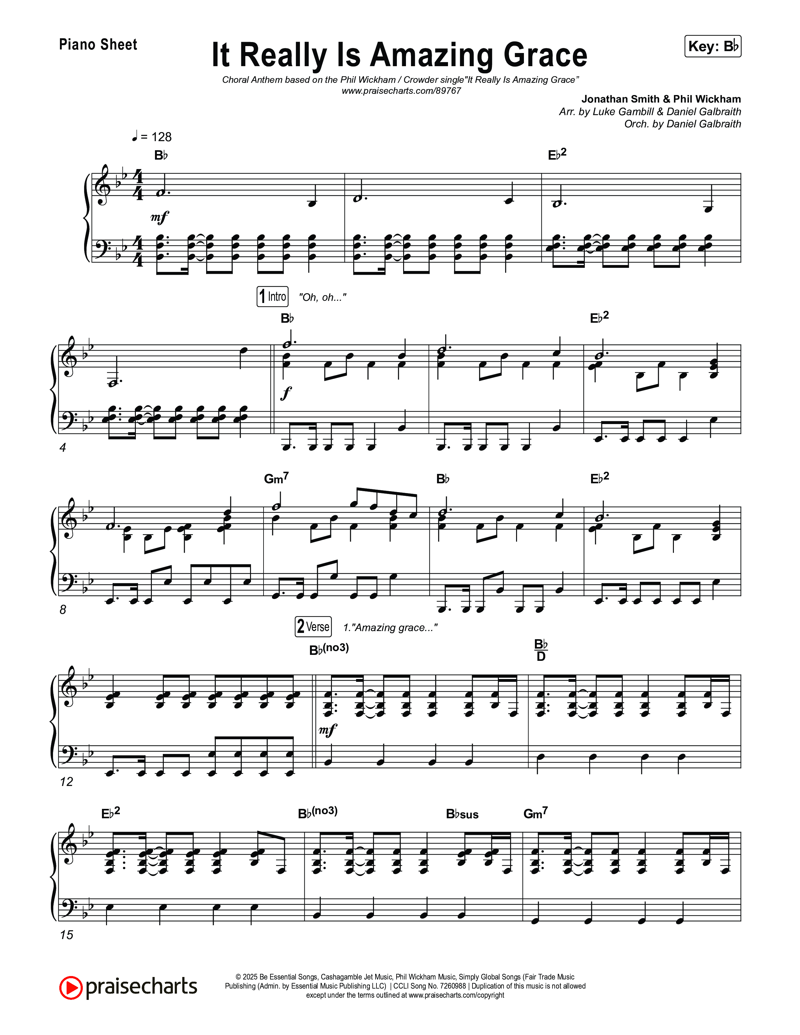 It Really Is Amazing Grace (Choral Anthem SATB) Piano Sheet (Phil Wickham / Crowder / Arr. Luke Gambill)