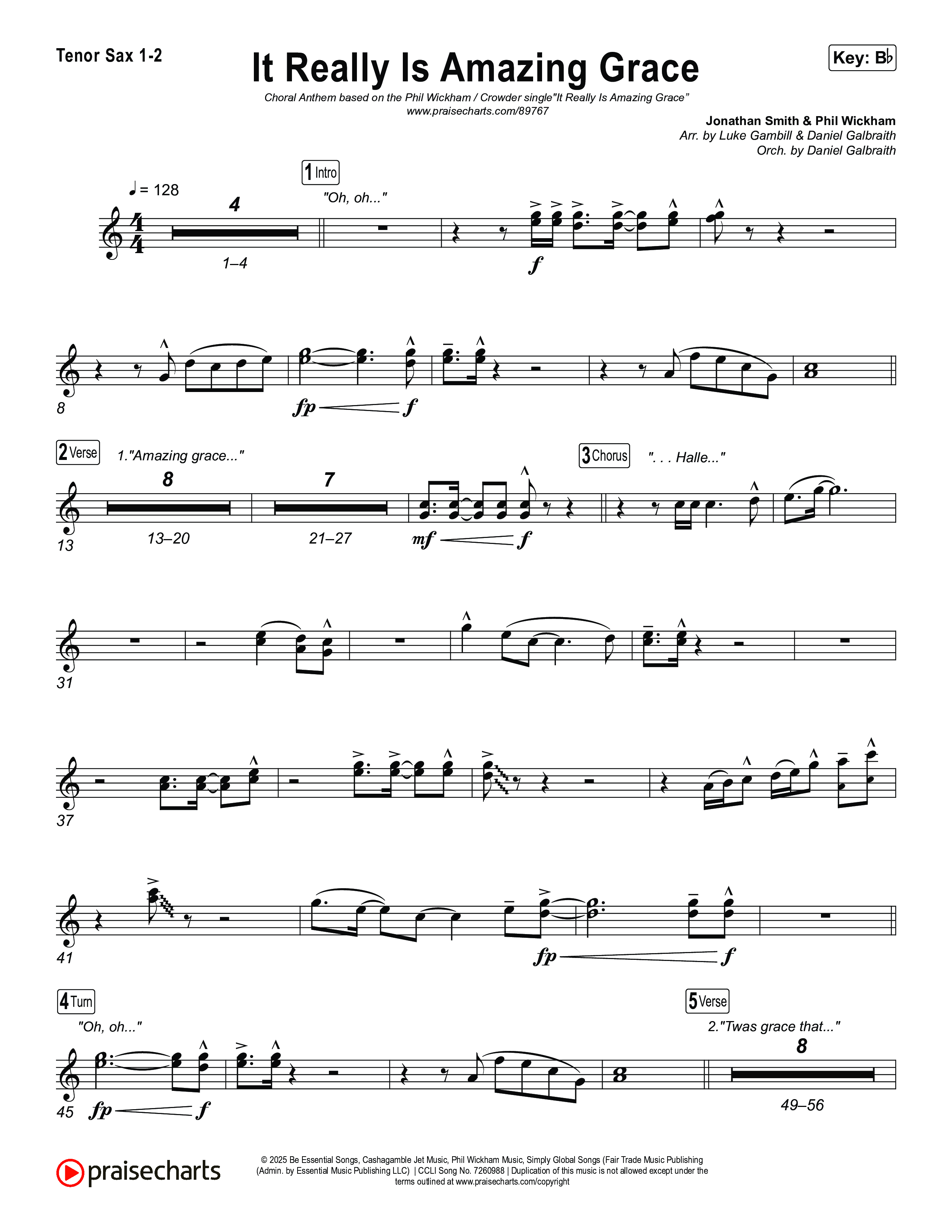 It Really Is Amazing Grace (Choral Anthem SATB) Sax Pack (Phil Wickham / Crowder / Arr. Luke Gambill)