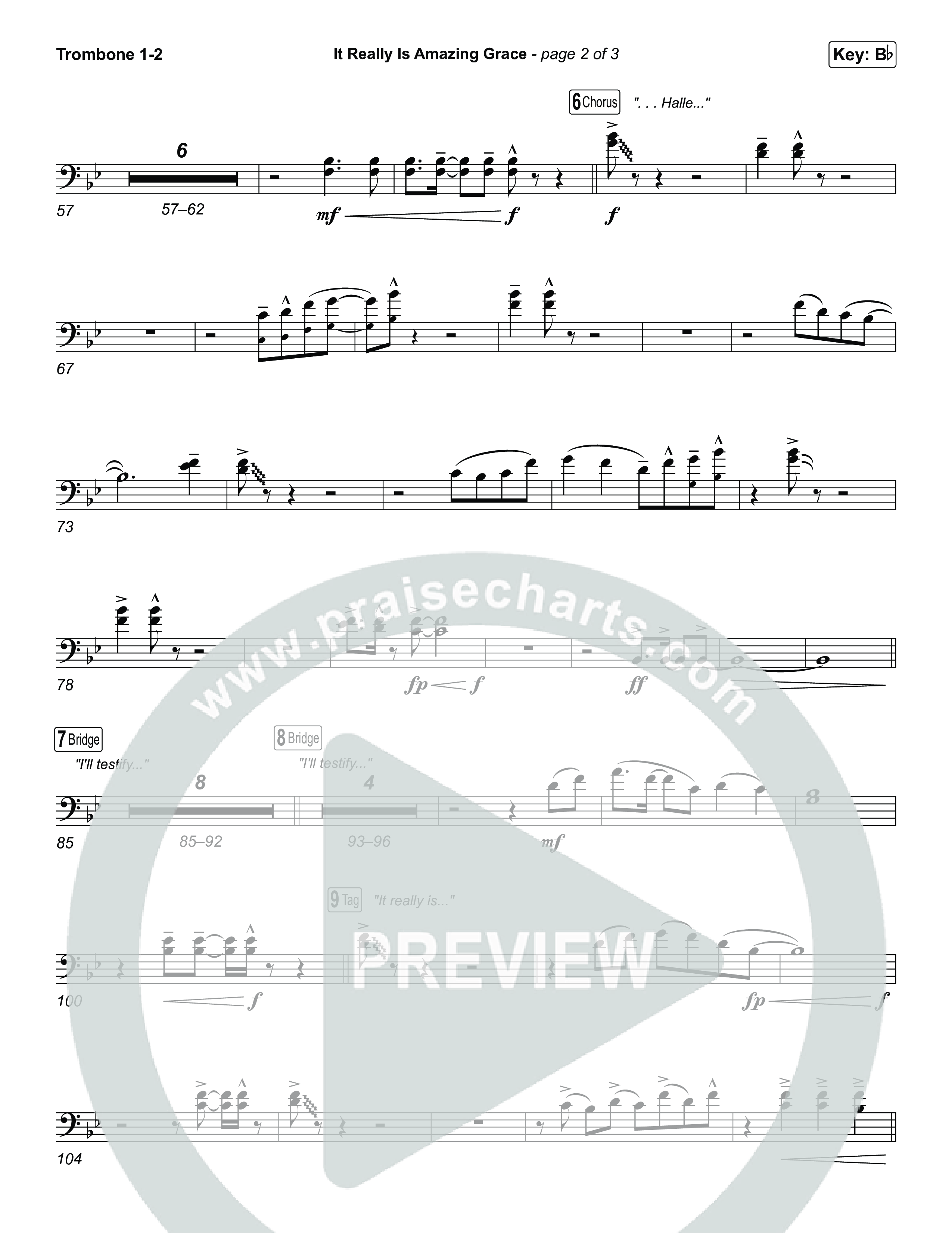 It Really Is Amazing Grace (Choral Anthem SATB) Trombone 1,2 (Phil Wickham / Crowder / Arr. Luke Gambill)