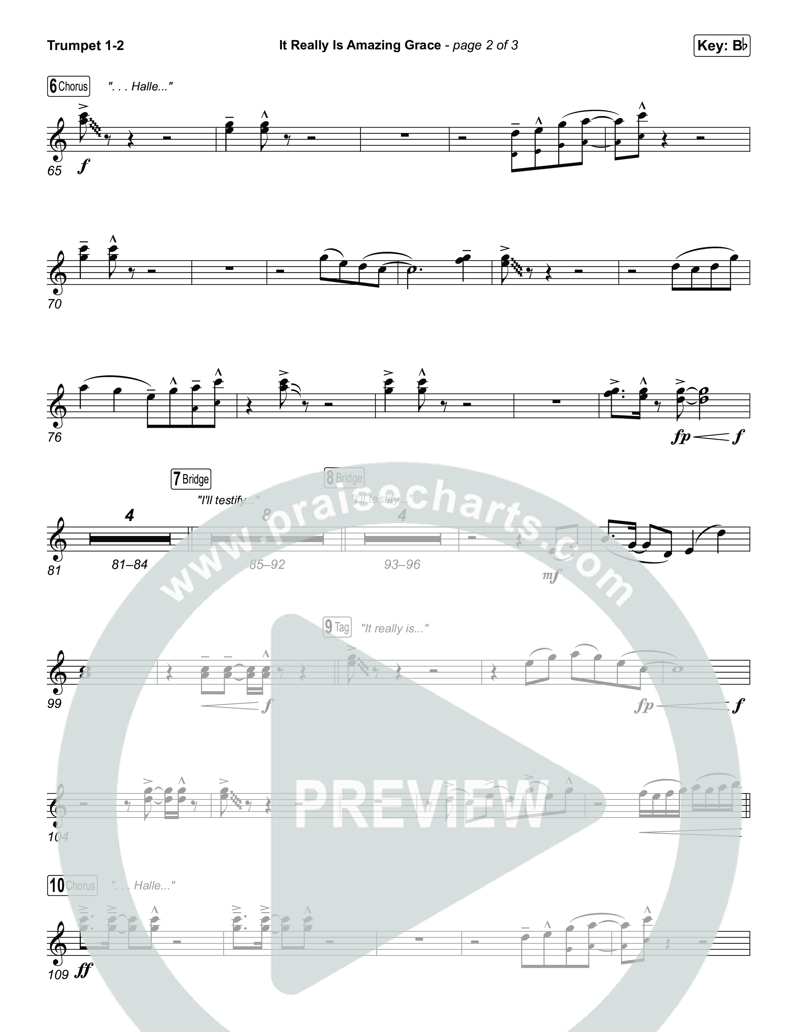 It Really Is Amazing Grace (Choral Anthem SATB) Trumpet 1,2 (Phil Wickham / Crowder / Arr. Luke Gambill)