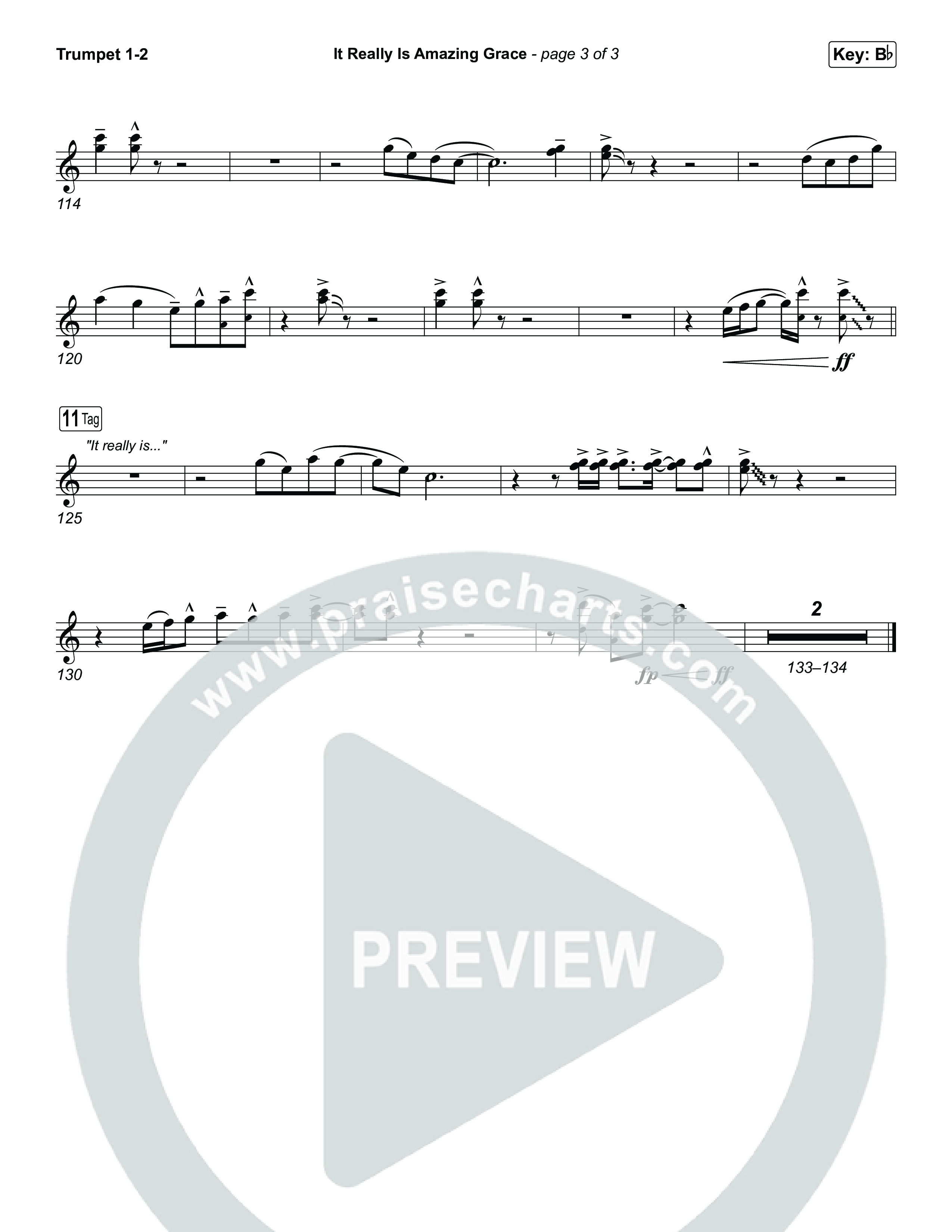 It Really Is Amazing Grace (Choral Anthem SATB) Trumpet 1,2 (Phil Wickham / Crowder / Arr. Luke Gambill)