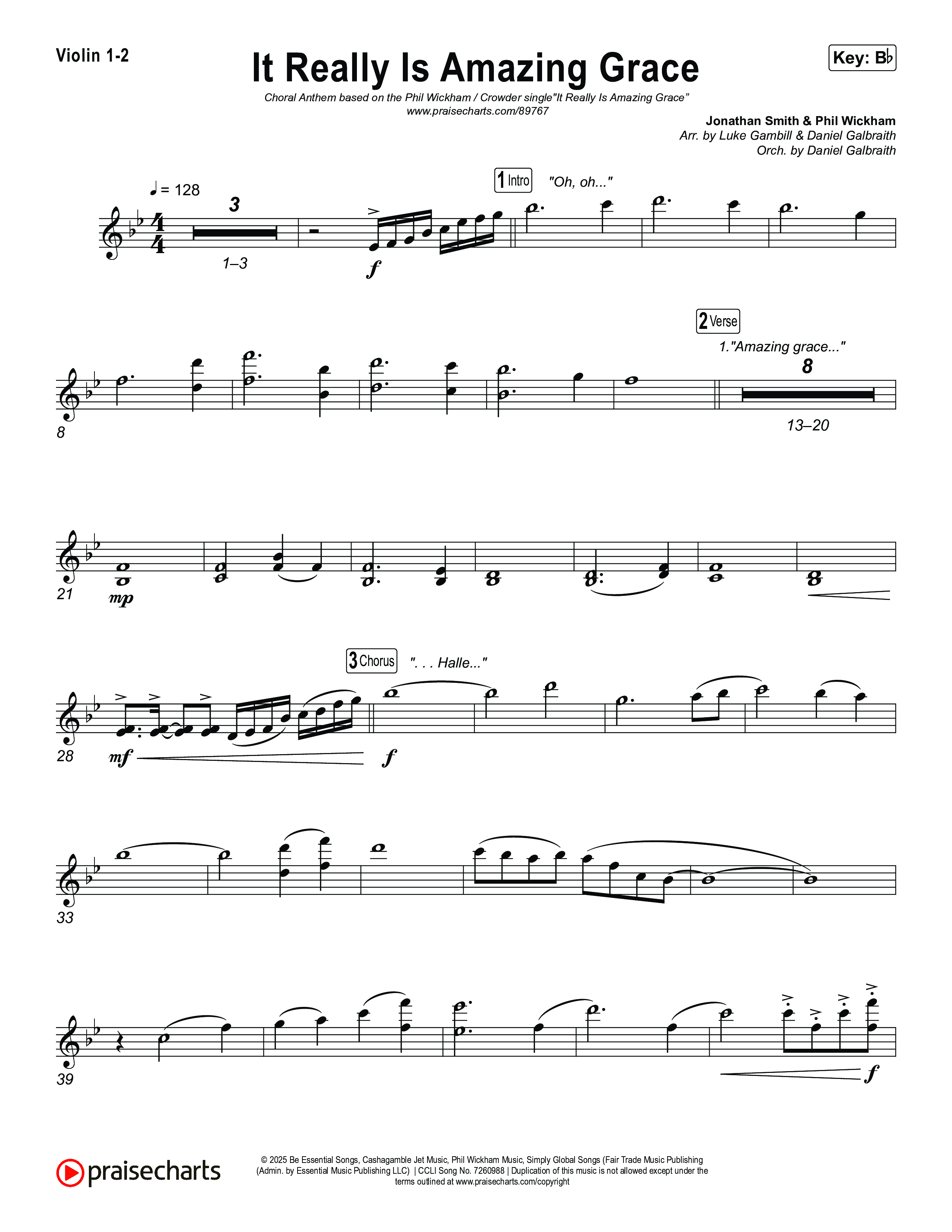 It Really Is Amazing Grace (Choral Anthem SATB) String Pack (Phil Wickham / Crowder / Arr. Luke Gambill)